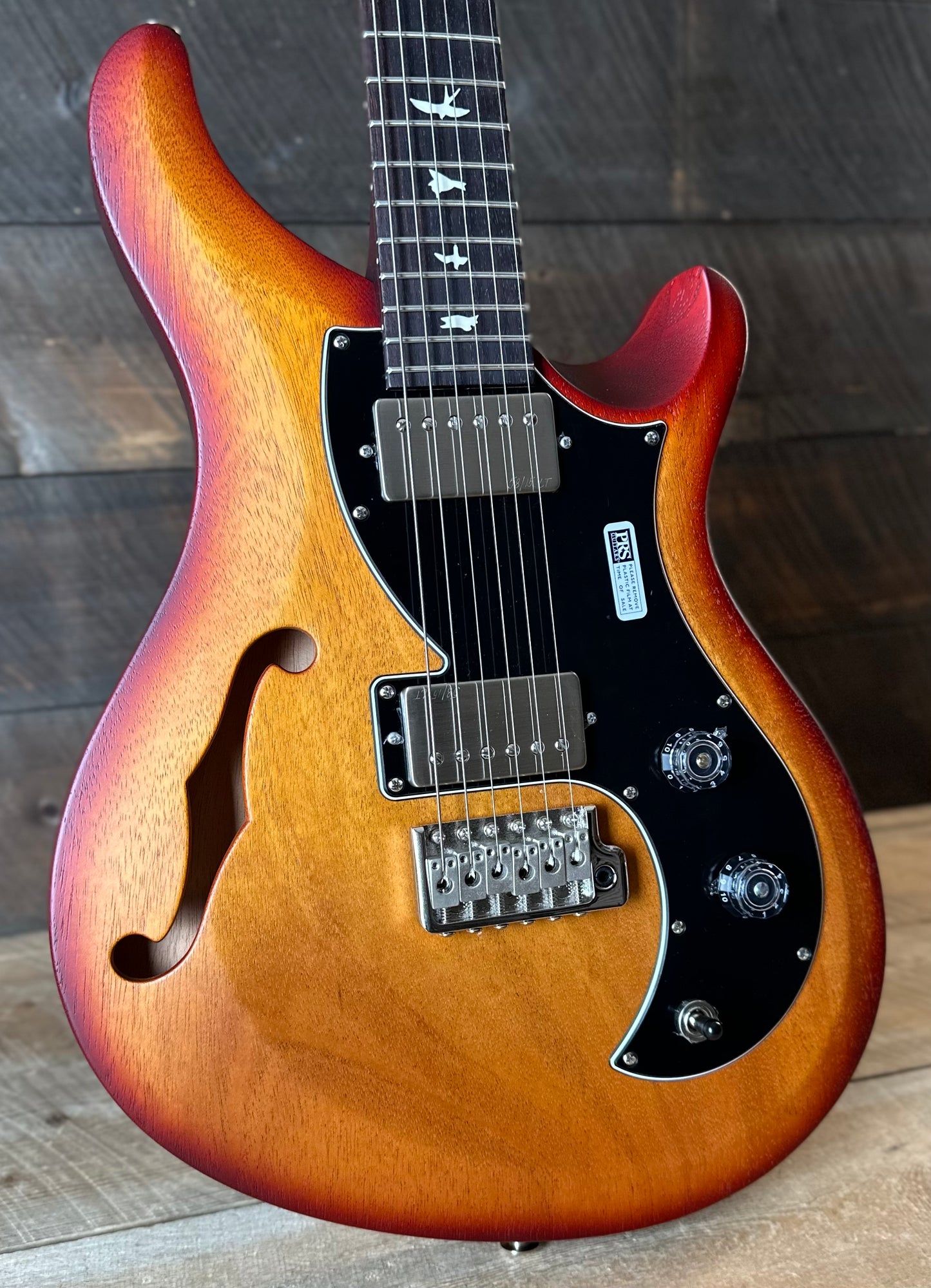 PRS S2 Vela Semi-Hollow HHT Quimper Edition – Dark Cherry Sunburst Satin Nitro USA Electric Guitar S2088946