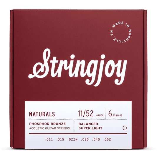 Stringjoy Naturals Super Light Gauge (11-52) Phosphor Bronze Acoustic Guitar Strings