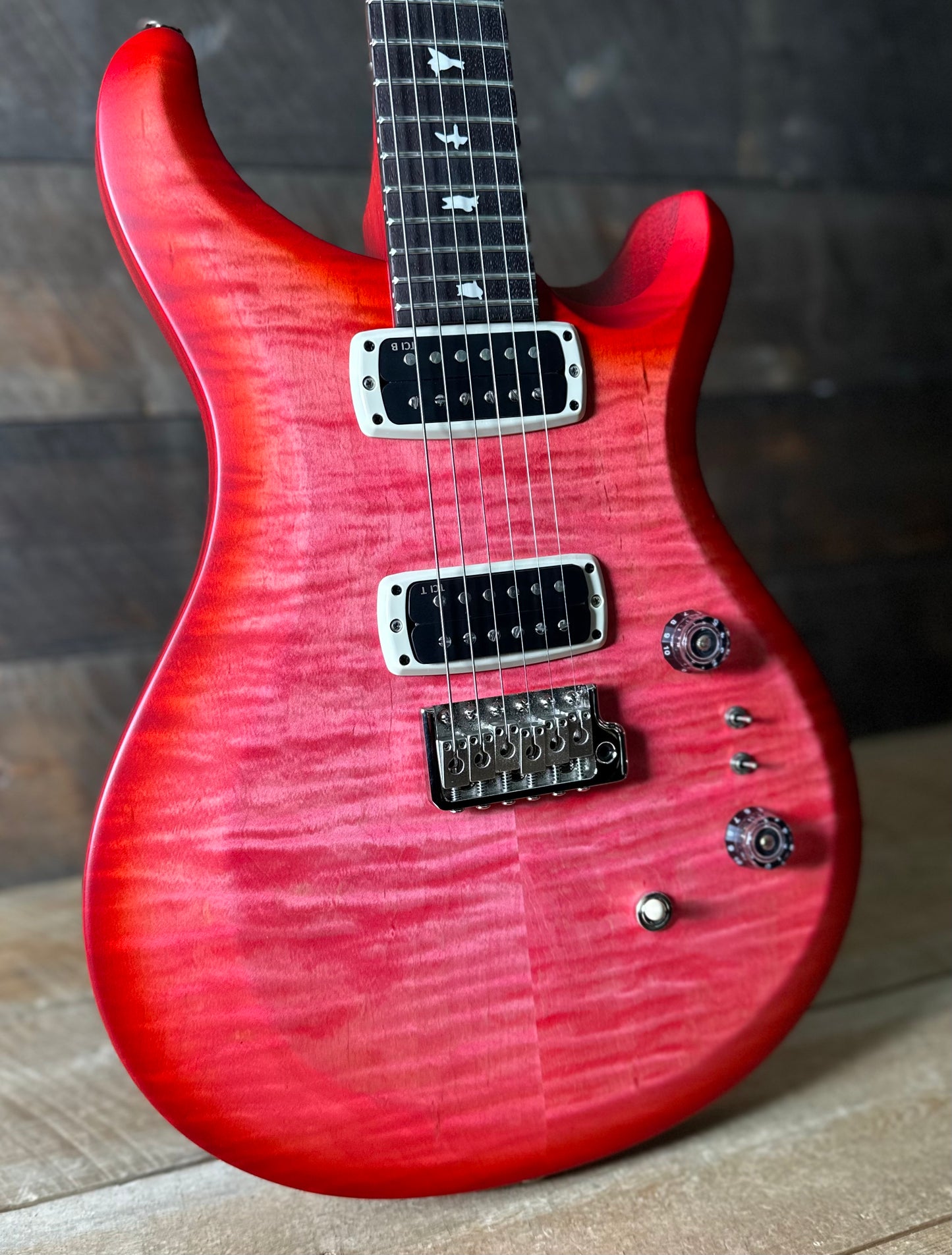 PRS S2 Wood Library Custom 24-08 QS Exclusive Satin Run! - Bonnie Pink Cherry Burst S2085529