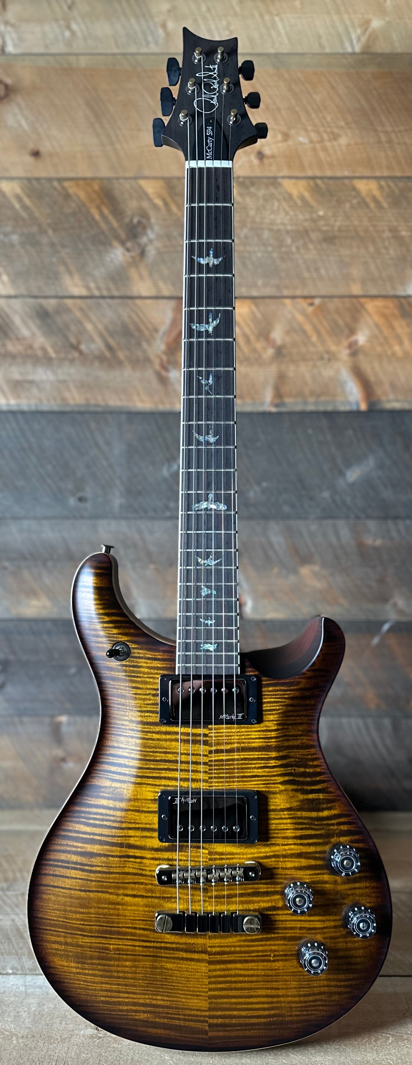 PRS Wood Library McCarty 594 Flamed Maple 10 Top, Swamp Ash Back, Stained Maple Neck, Bound Ebony FB - Satin Black Gold Burst 418877