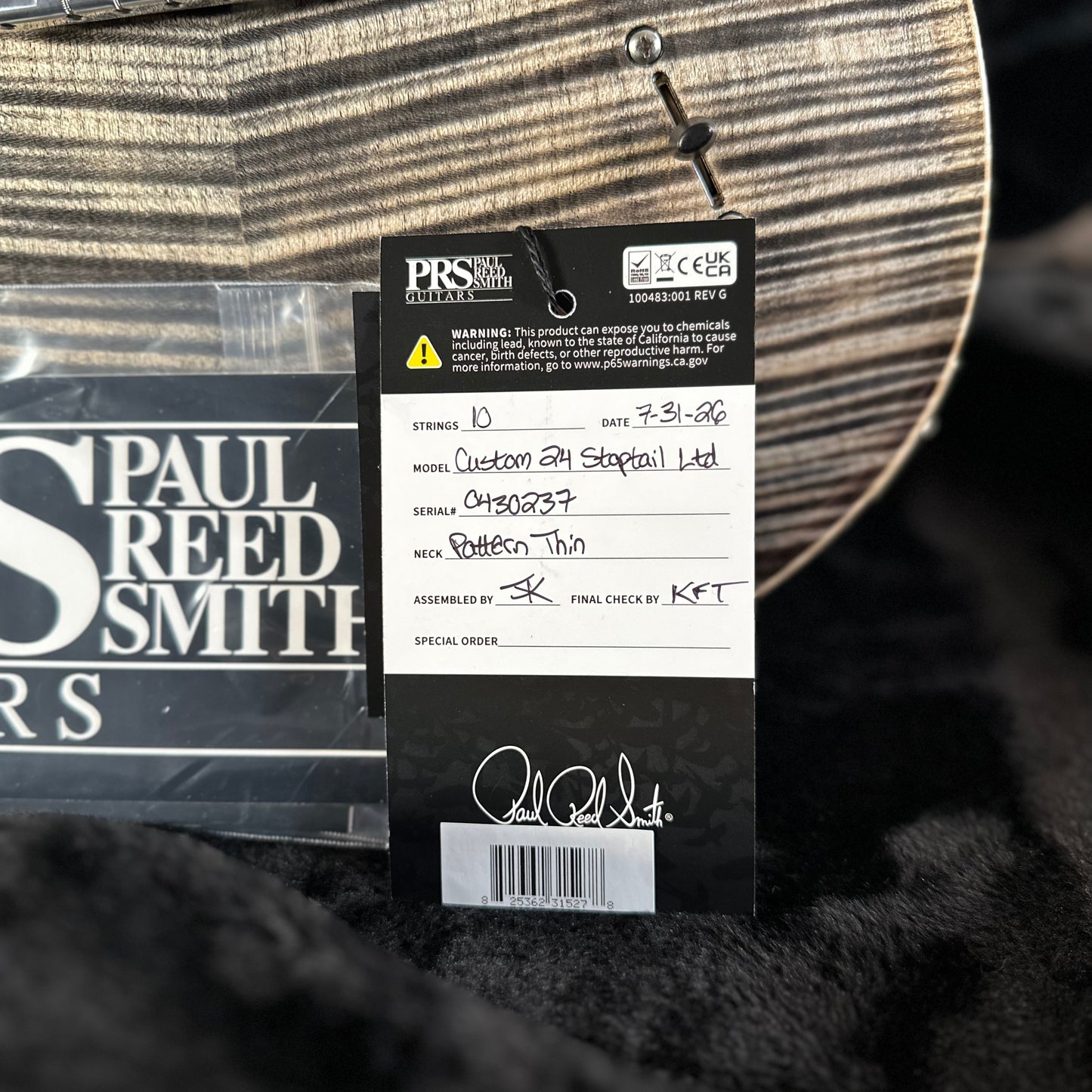 PRS Wood Library Custom 24 Stoptail Limited Edition - Charcoal (Natural Back) 430237