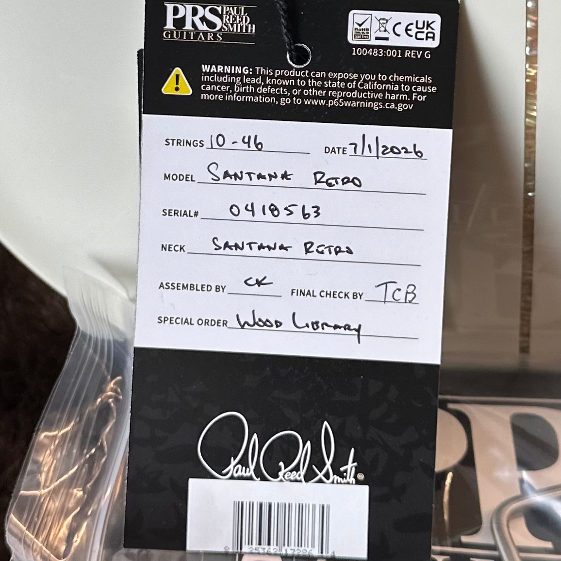 PRS Wood Library Santana Retro Korina Back & Neck, Ziricote FB!! - Antique White Top W/Natural Back 418563