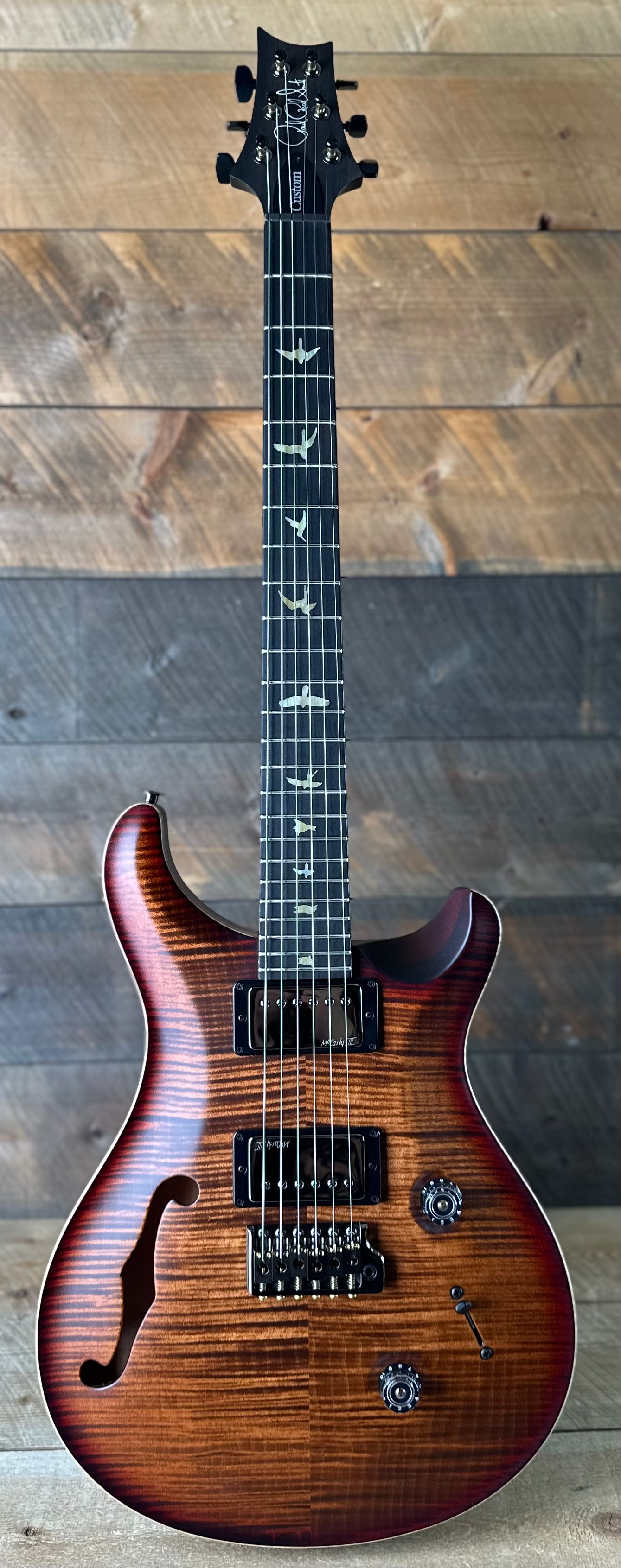 PRS Wood Library Custom 24 Fatback Semi-Hollow! - Satin Copperhead Cherryburst 423667