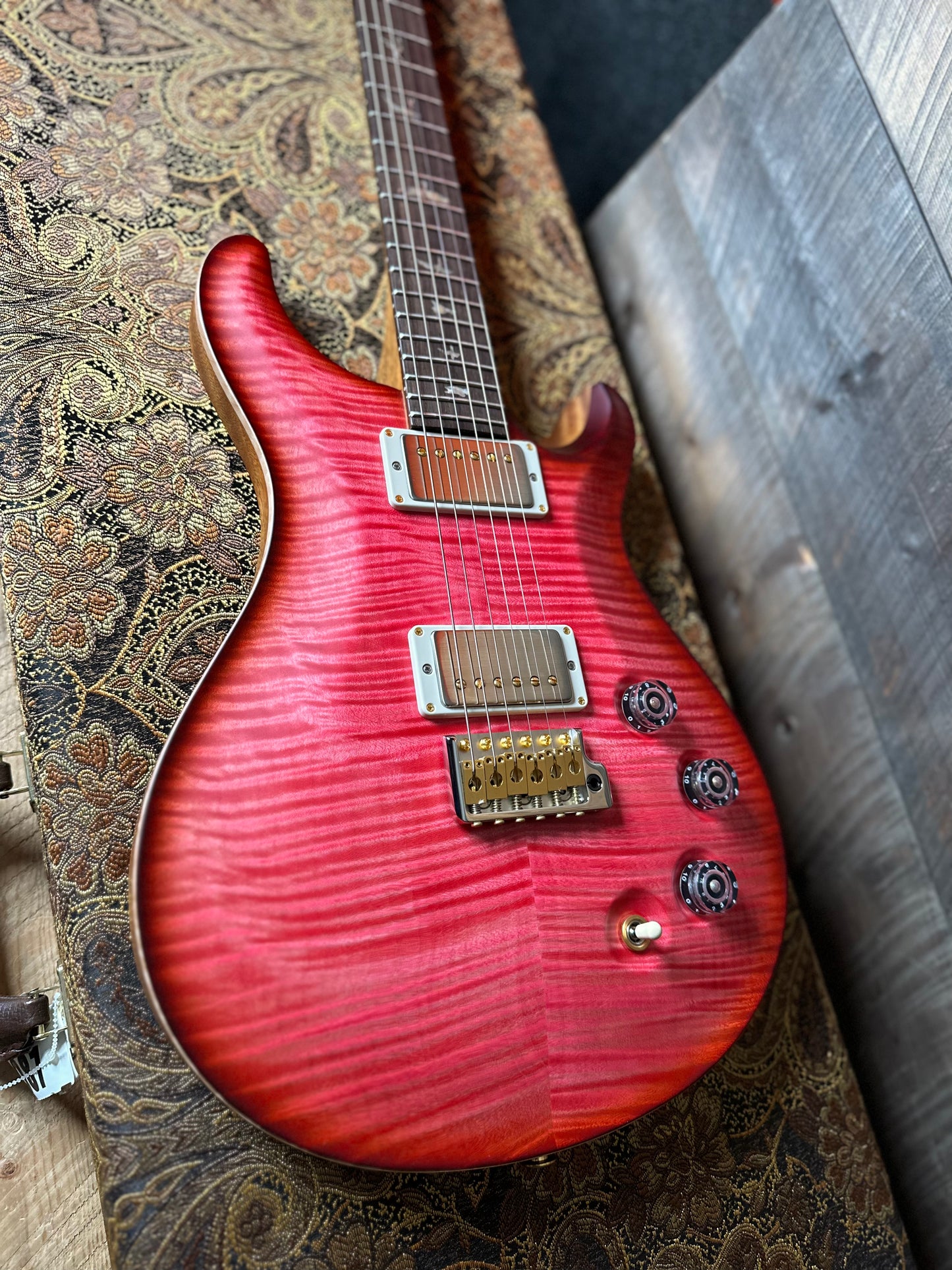 PRS DGT David Grissom Signature Wood Library Flame Maple 10 Top, Brazilian Rosewood FB - RARE! Bonnie Pink Cherry Burst 410959