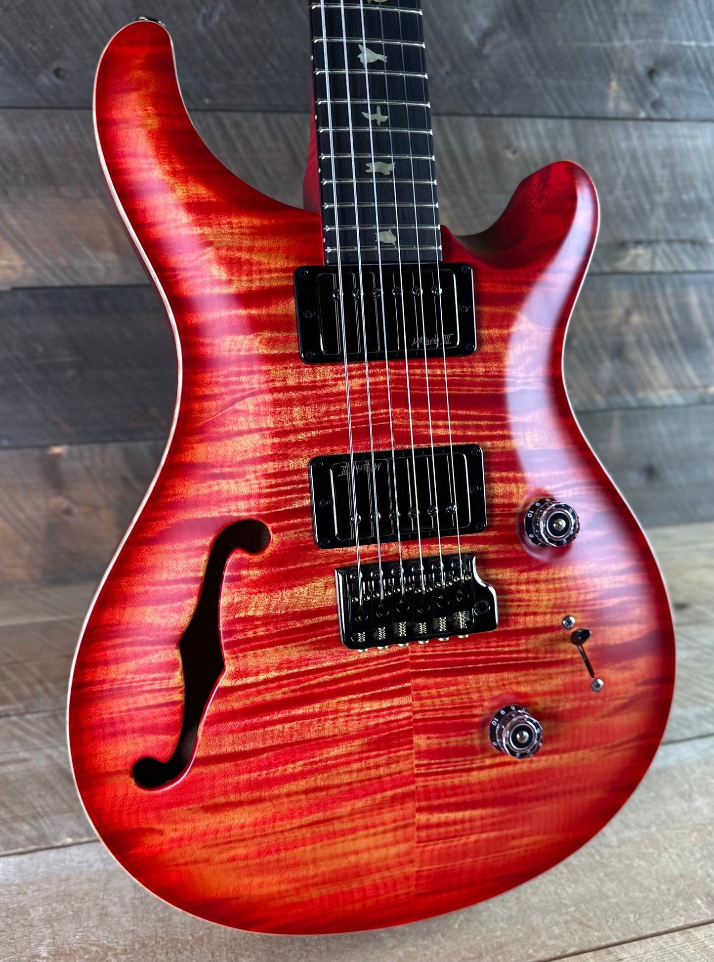 PRS Wood Library Custom 24 Fatback Semi-Hollow! - Blood Orange 425091