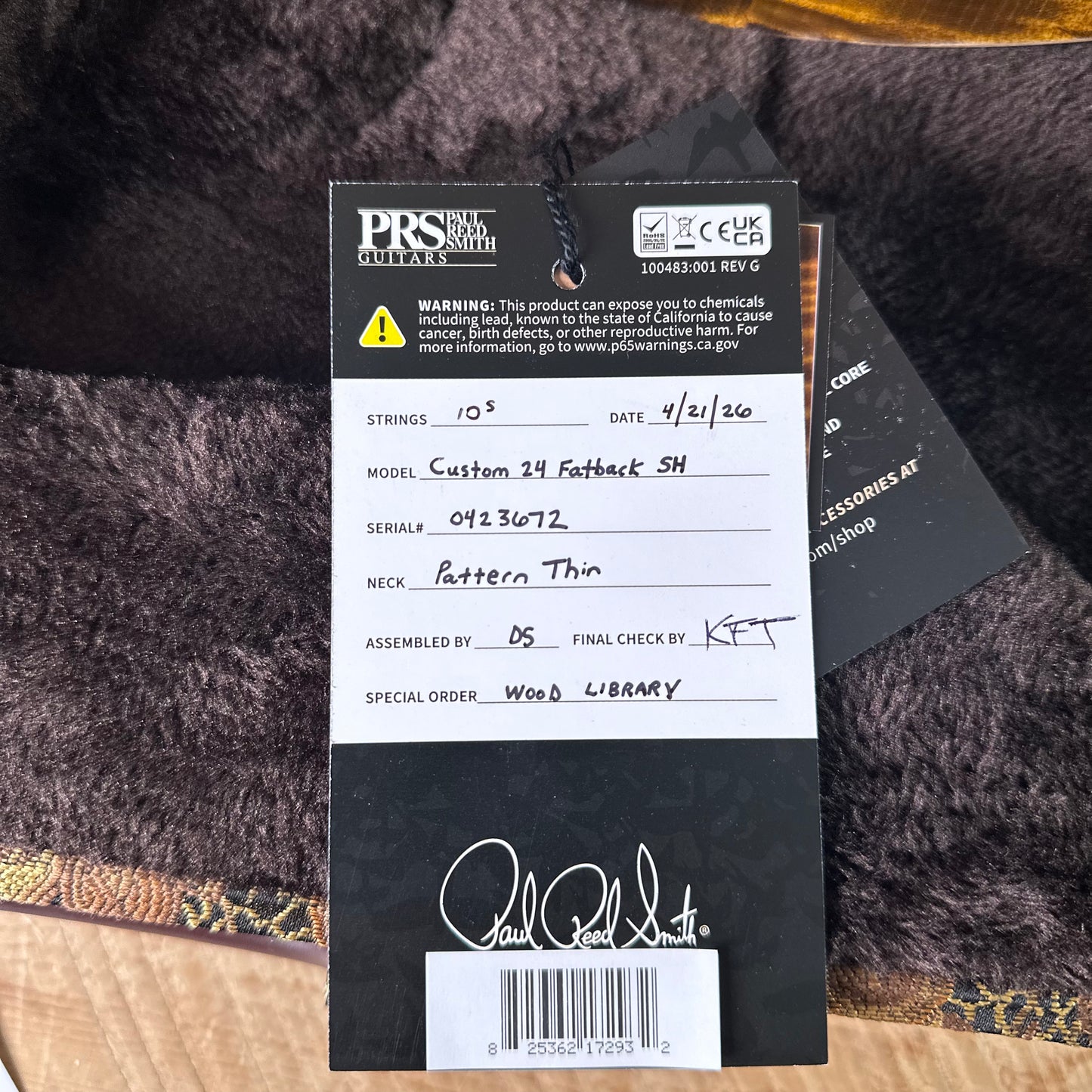 PRS Wood Library Custom 24 Fatback Semi-Hollow McCarty III Pickups Ebony Fretboard Satin Yellow Tiger Stained Maple Neck 423672
