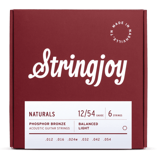 Stringjoy Naturals Light Gauge (12-54) Phosphor Bronze Acoustic Guitar Strings