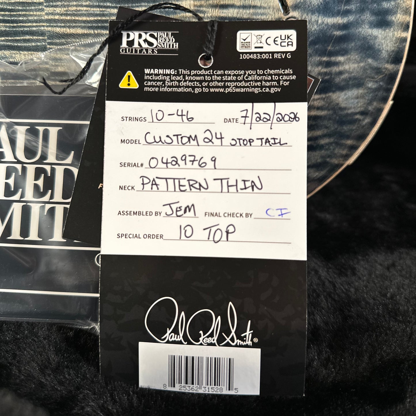 PRS Wood Library Custom 24 Stoptail Limited Edition - Faded Whale Blue (Natural Back) 429769