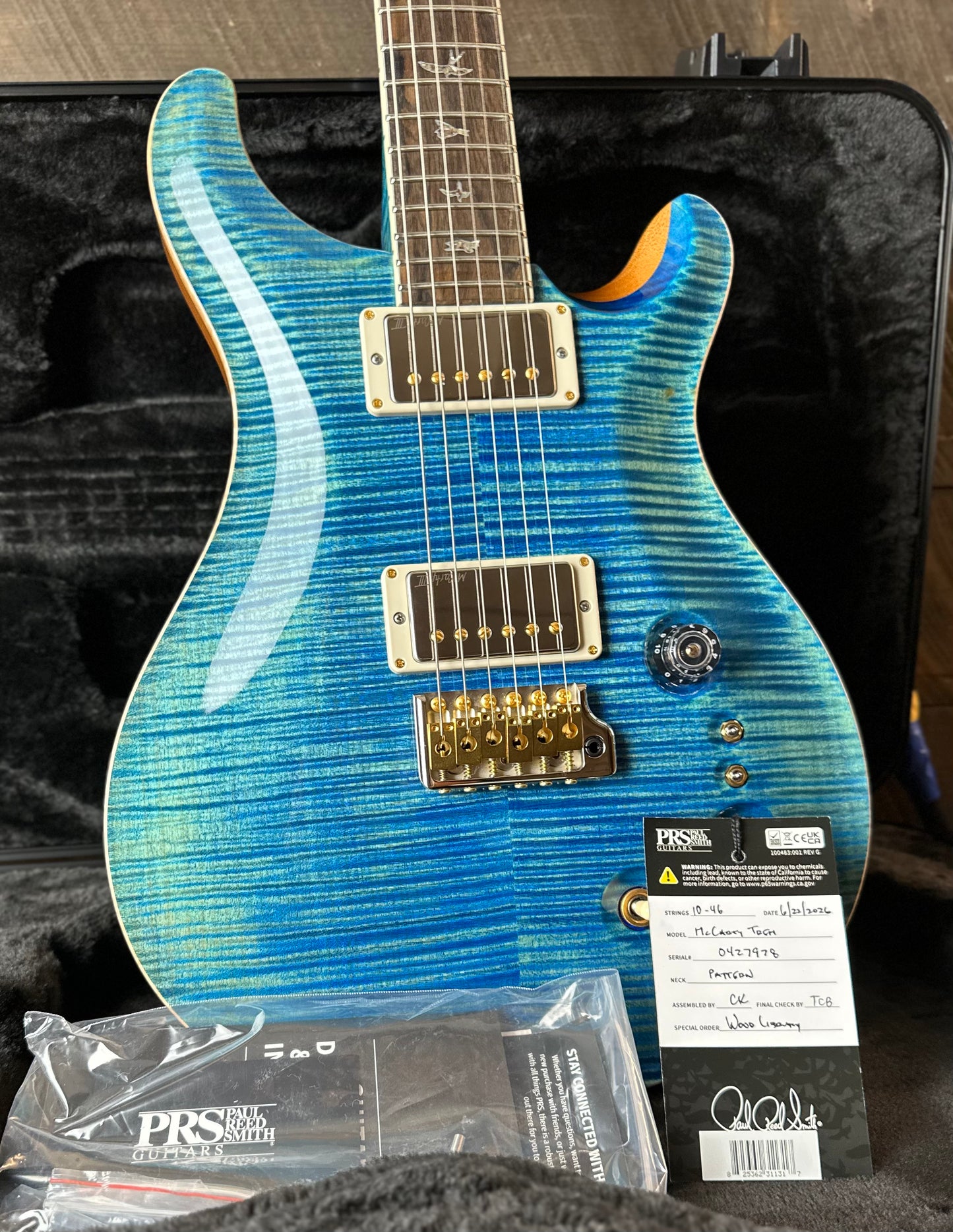 PRS Wood Library McCarty Tremolo w/ Dual Mini Toggles Flame Maple 10-top Ziricote FB - Arctic Blue Stained Neck 427978