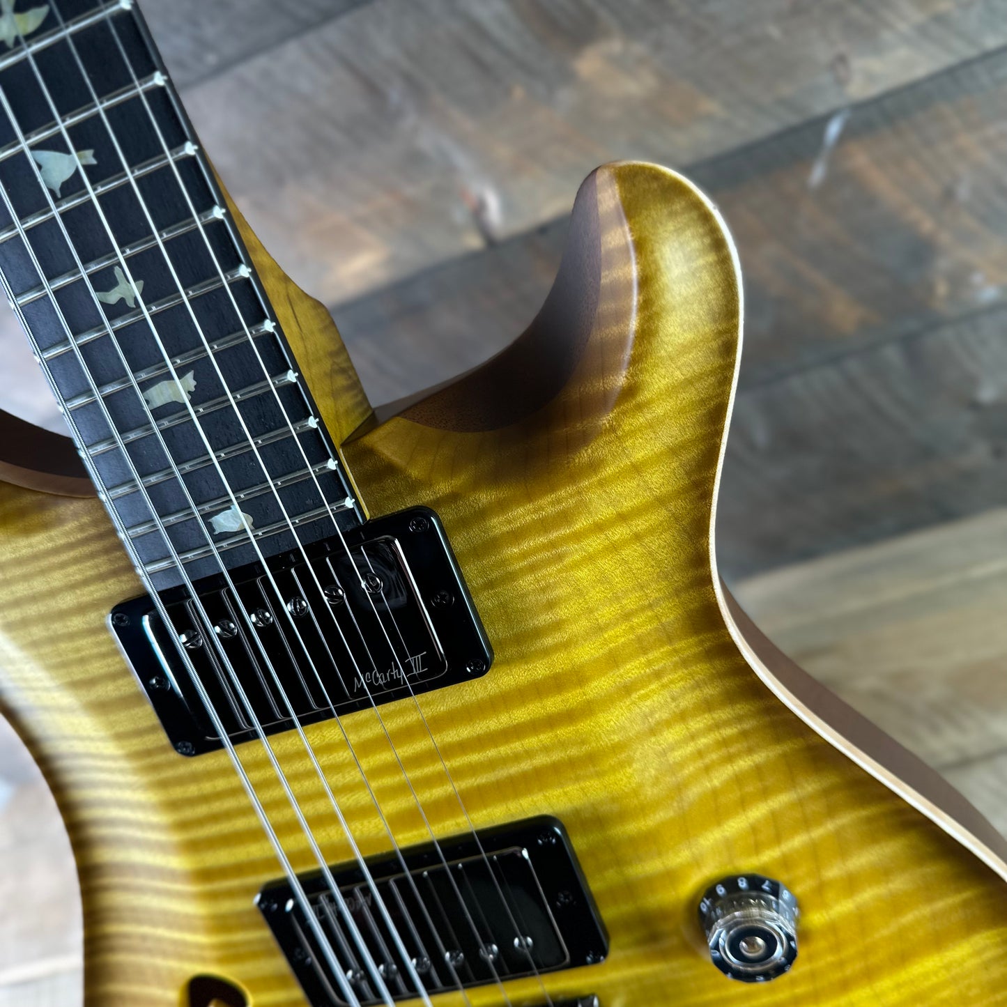 PRS Wood Library Custom 24 Fatback Semi-Hollow! - Satin Livingston Lemondrop 423669