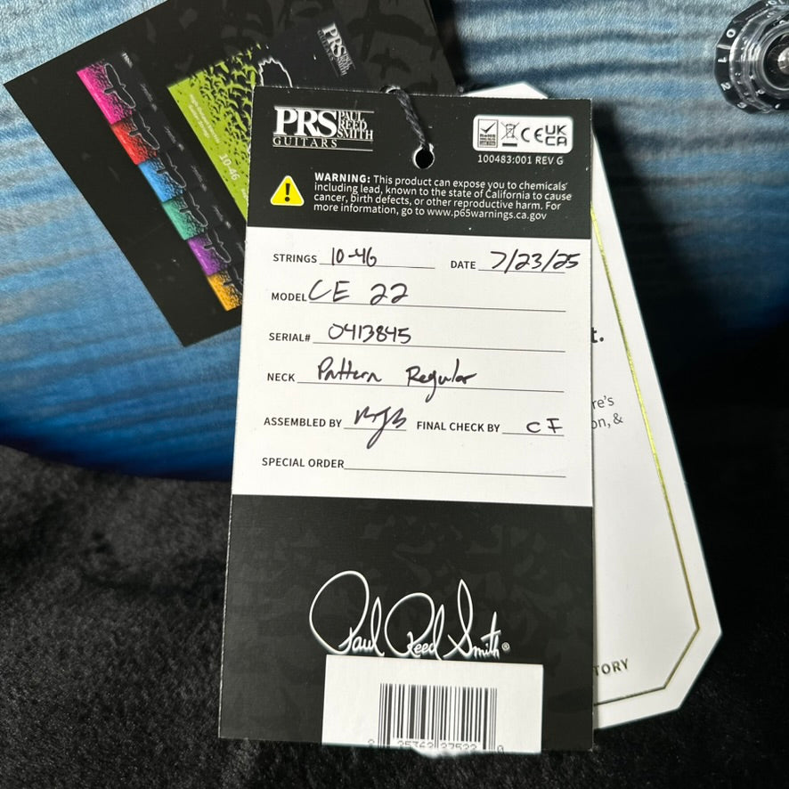 PRS CE 22 Limited Color!! - Faded Whale Blue w/ Blue Smokeburst, Natural Back 413845