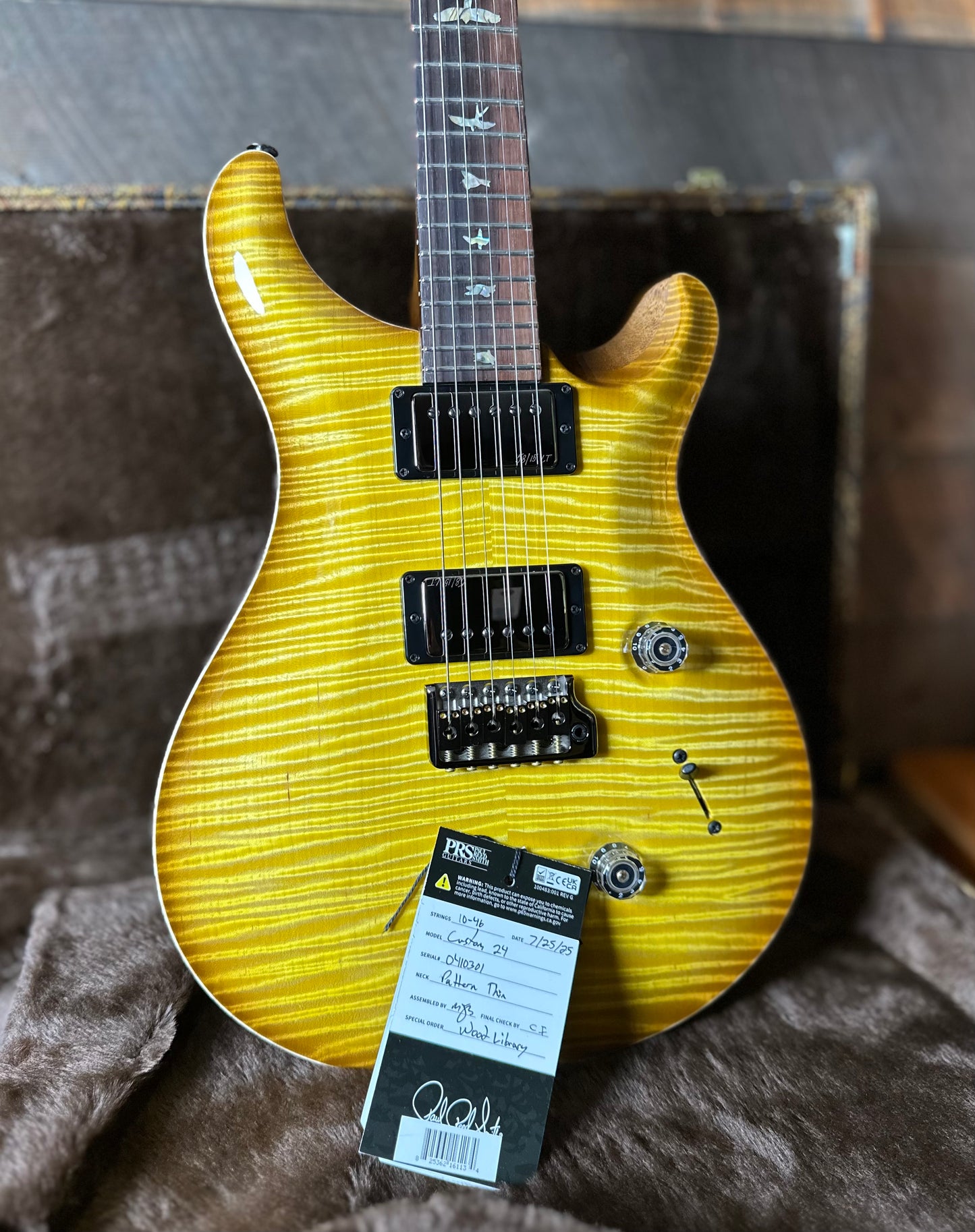PRS Wood Library Custom 24 Flame Top  Brazilian Rosewood Fretboard!  - Livingston Lemondrop 410301