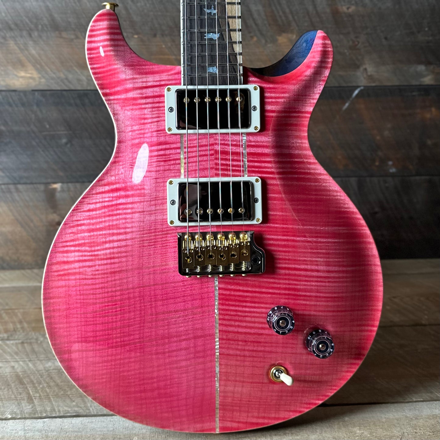 PRS Wood Library Santana Retro 10 Top, Korina Back & Neck, Ziricote FB!! - Bonnie Pink W/Blue Back! 418668
