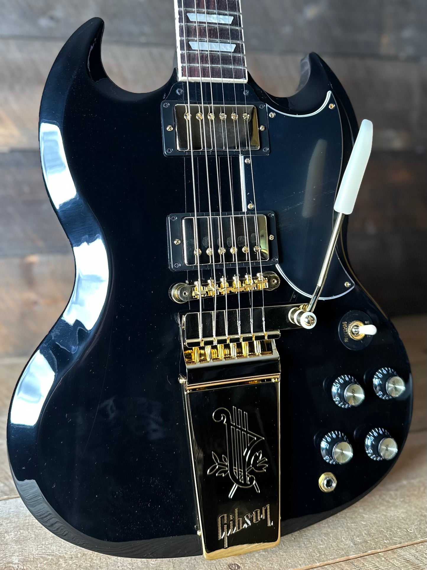 Gibson SG Standard '61 Maestro Vibrola *Extremely Limited!!* - Ebony W/Gold Hardware, T-Type Pickups, Witch Hat Knobs 228050032