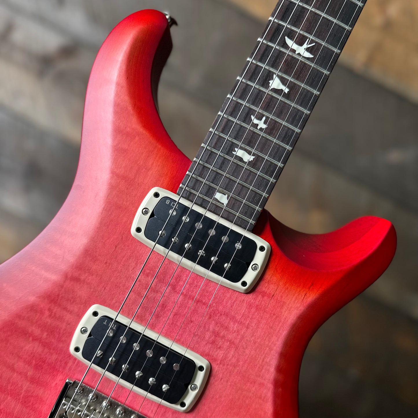PRS S2 Wood Library Custom 24-08 QS Exclusive Satin Run! - Bonnie Pink Cherry Burst S2085531