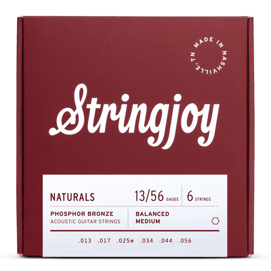 Stringjoy Naturals Medium Gauge (13-56) Phosphor Bronze Acoustic Guitar Strings