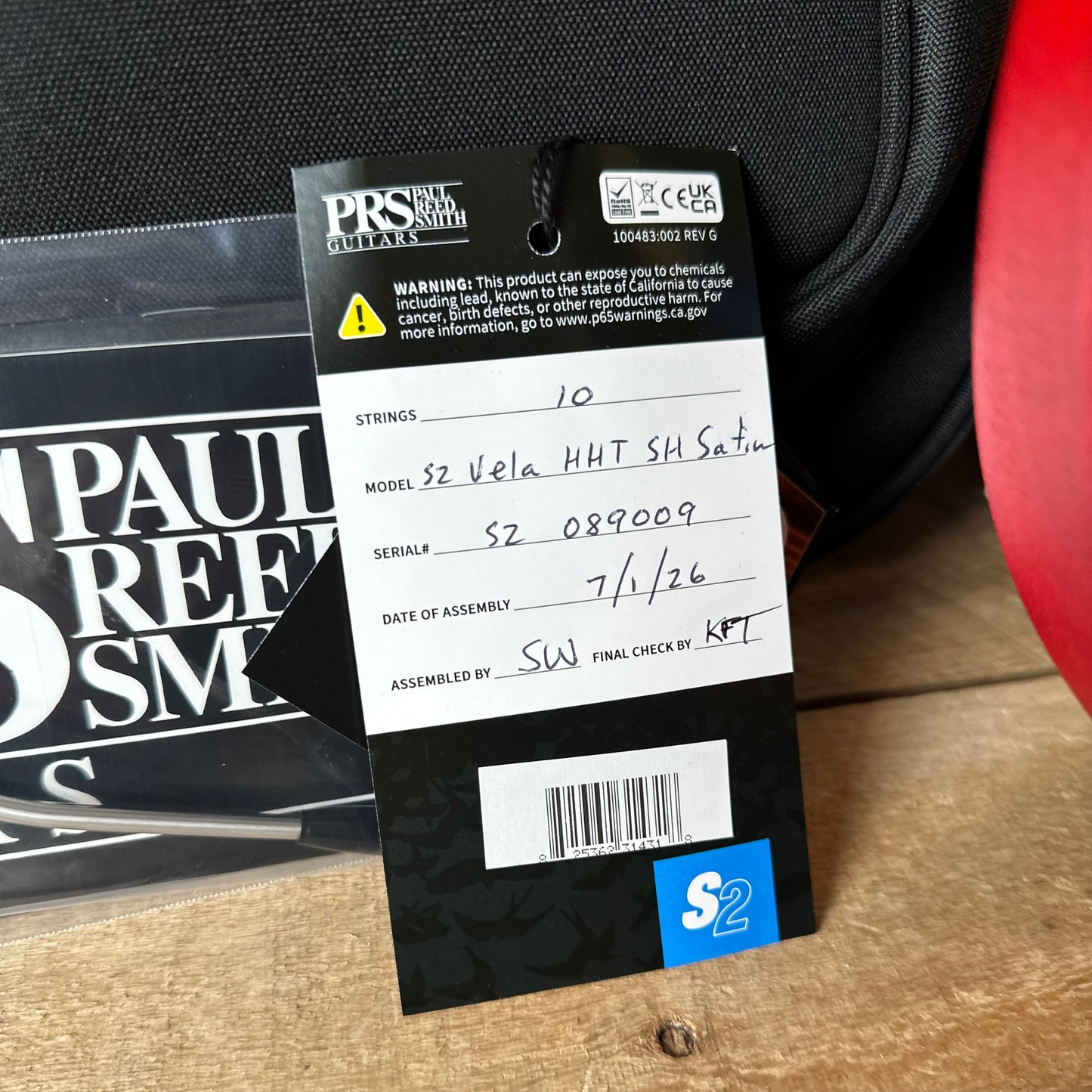 PRS S2 Vela Semi-Hollow HHT Quimper Edition – Vintage Cherry Satin Nitro USA Electric Guitar S2089009