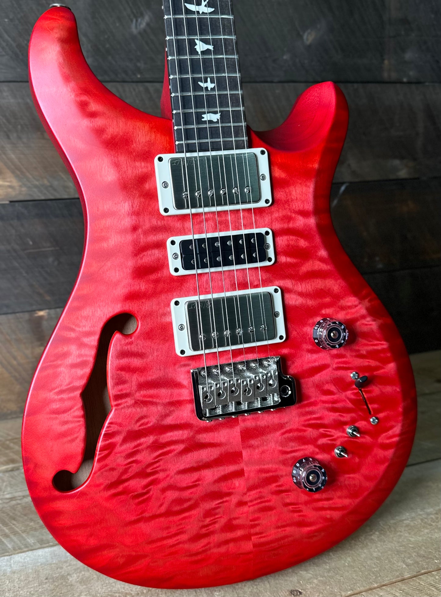 PRS S2 Wood Library Special Semi-Hollow Quilted Top - Bonnie Pink Cherry Burst S2086405