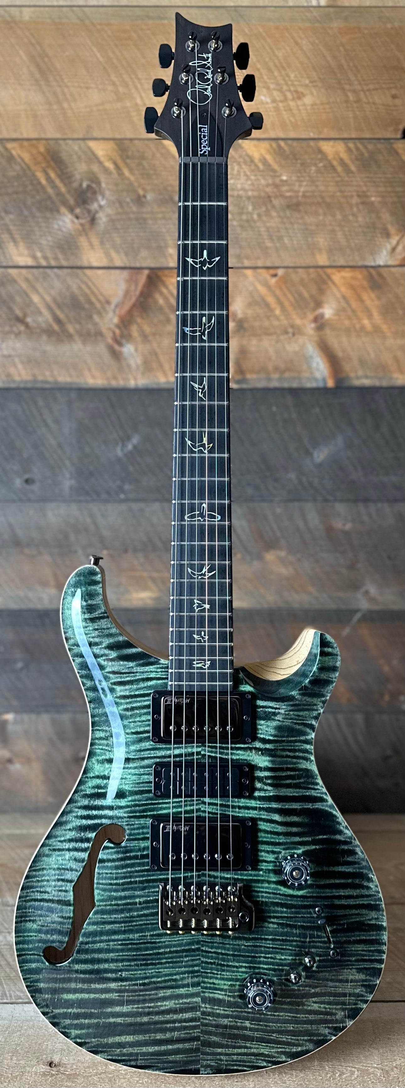 PRS Wood Library Special Semi-Hollow Artist Grade Top - Teal Black With Natural Back