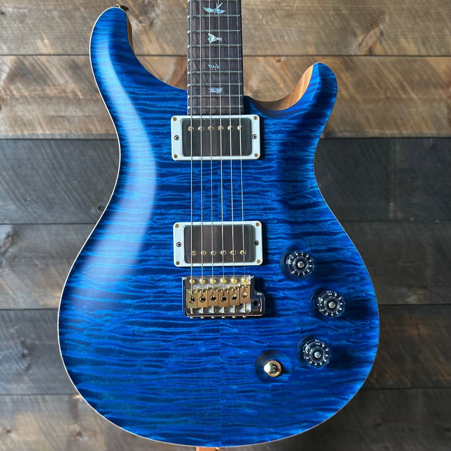 PRS DGT David Grissom Signature Wood Library Flame Maple 10 Top, Brazilian Rosewood FB - Aquamarine 410958