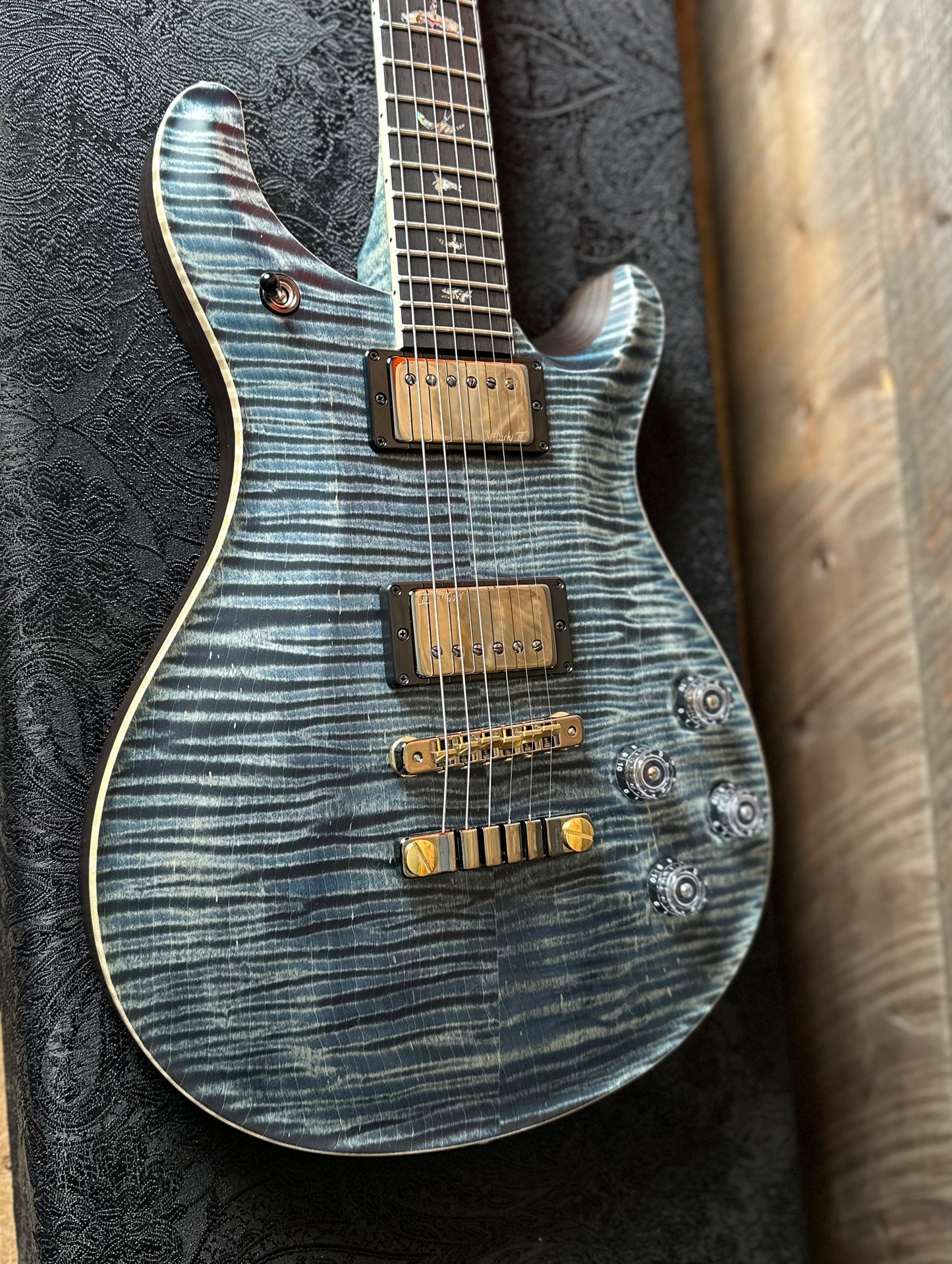 PRS Wood Library McCarty 594 Flamed Maple 10 Top, Swamp Ash Back, Stained Flamed Maple Neck, Bound Ebony FB - Satin Faded Whale Blue W/Dark Stained Back 418879