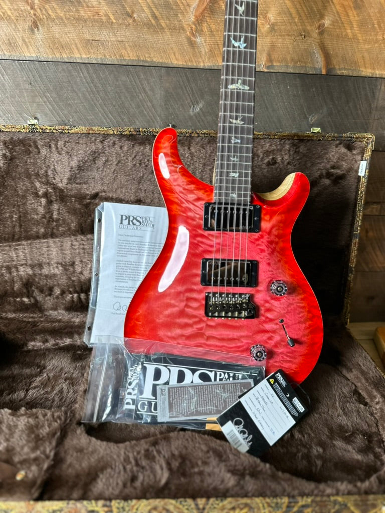 PRS Wood Library Custom 24 Quilt Top Brazilian Rosewood Fretboard! - Bonnie Pink Cherry Burst 410251