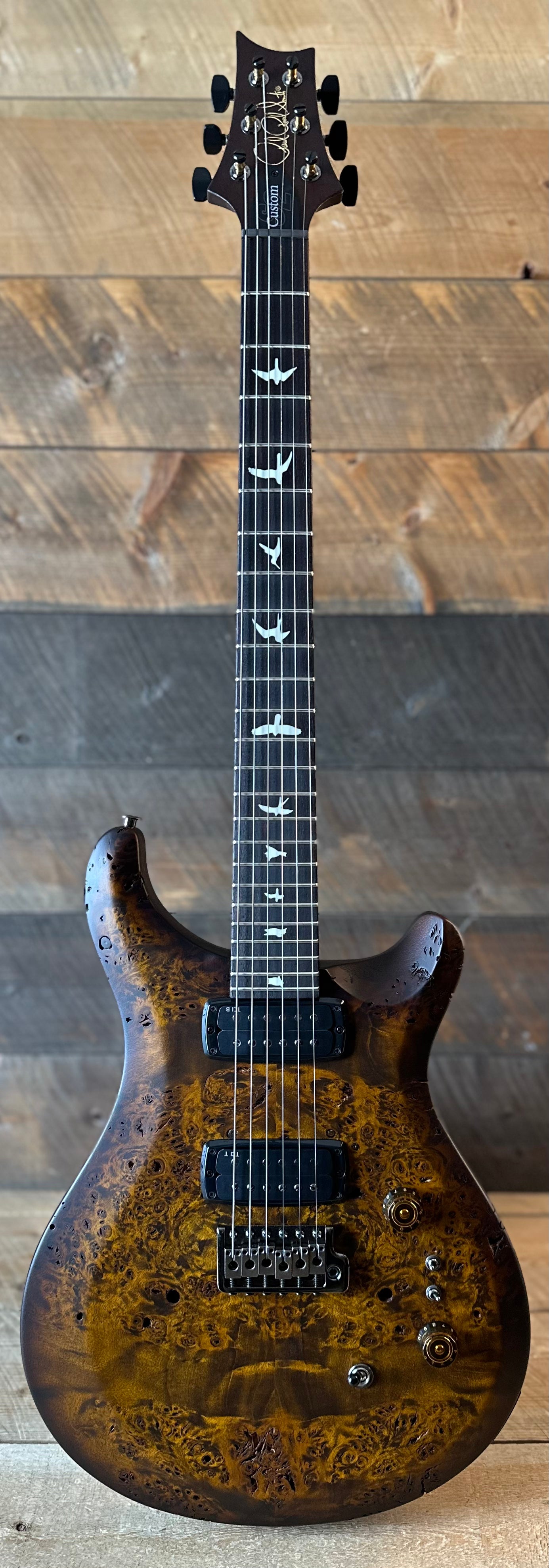 PRS Limited Edition Wood Library Select S2 Custom 24-08 Poplar Burl Top - Black Gold Burst  S2087816