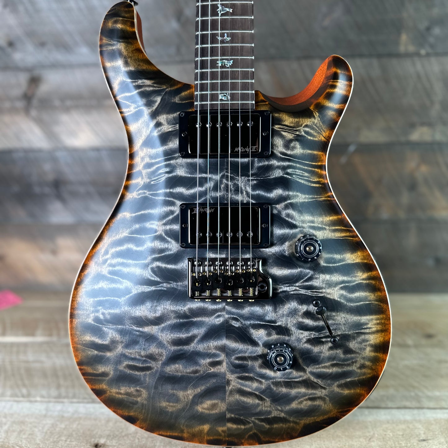 PRS Wood Library Custom 24 Amazing Quilted 10 top!!, Korina Body/Neck, Brazilian Rosewood FB - Satin Burnt Maple Leaf 423678