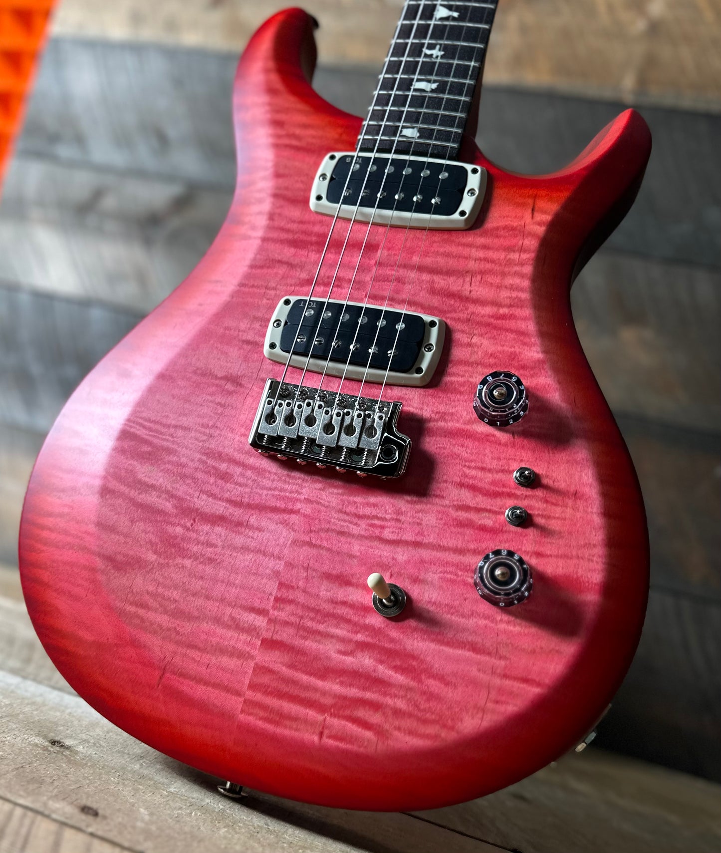 PRS S2 Wood Library Custom 24-08 QS Exclusive Satin Run! - Bonnie Pink Cherry Burst S2085529