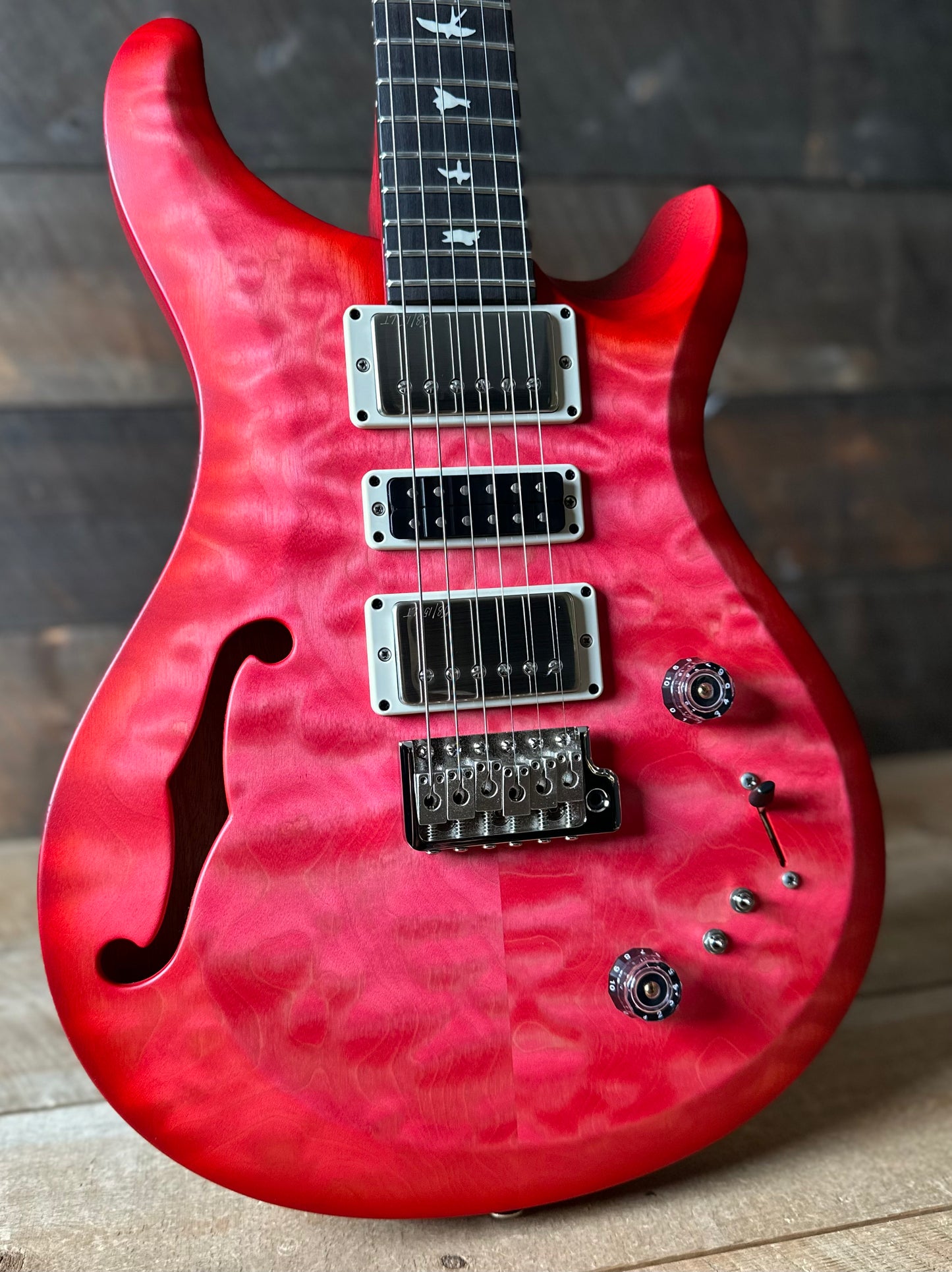 PRS S2 Wood Library Special Semi-Hollow Quilted Top - Satin Bonnie Pink Cherry Burst S2085230