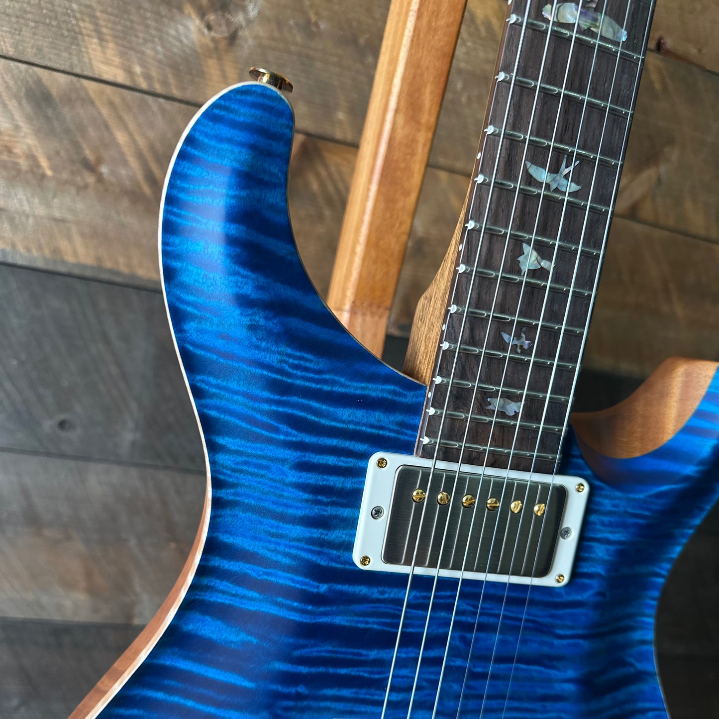 PRS DGT David Grissom Signature Wood Library Flame Maple 10 Top, Brazilian Rosewood FB - Aquamarine 410958