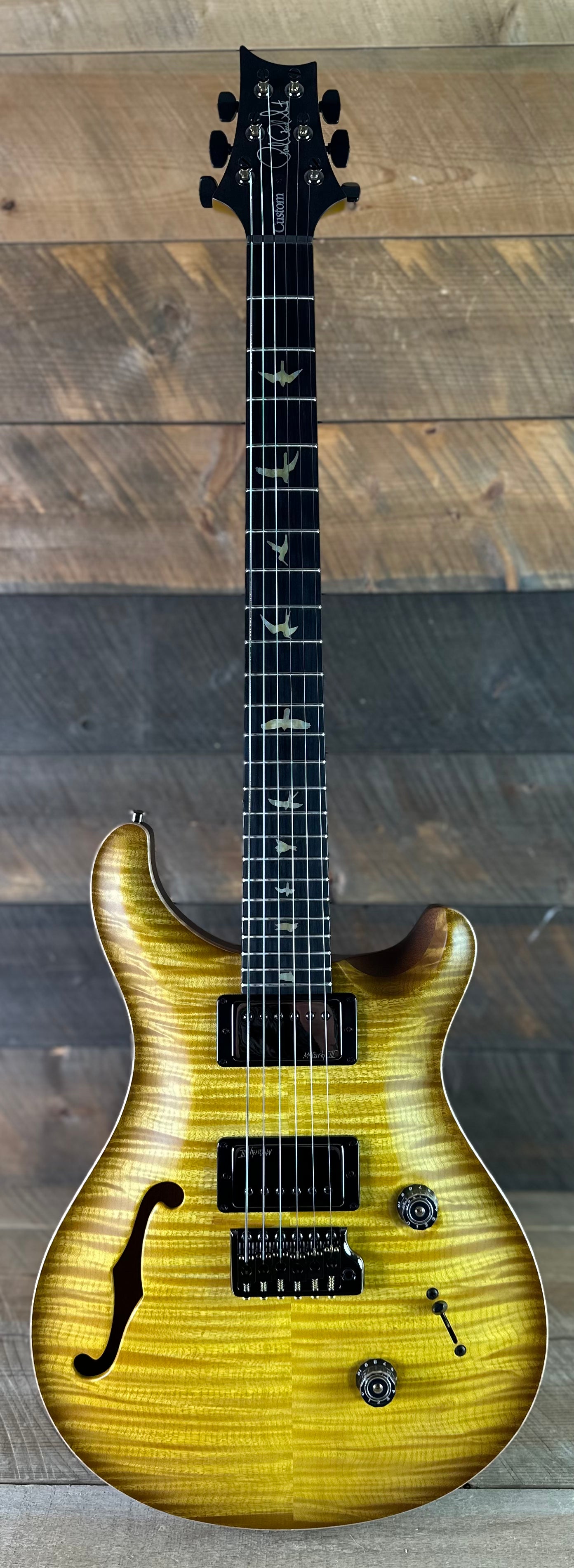 PRS Wood Library Custom 24 Fatback Semi-Hollow! - Satin Livingston Lemondrop 423668
