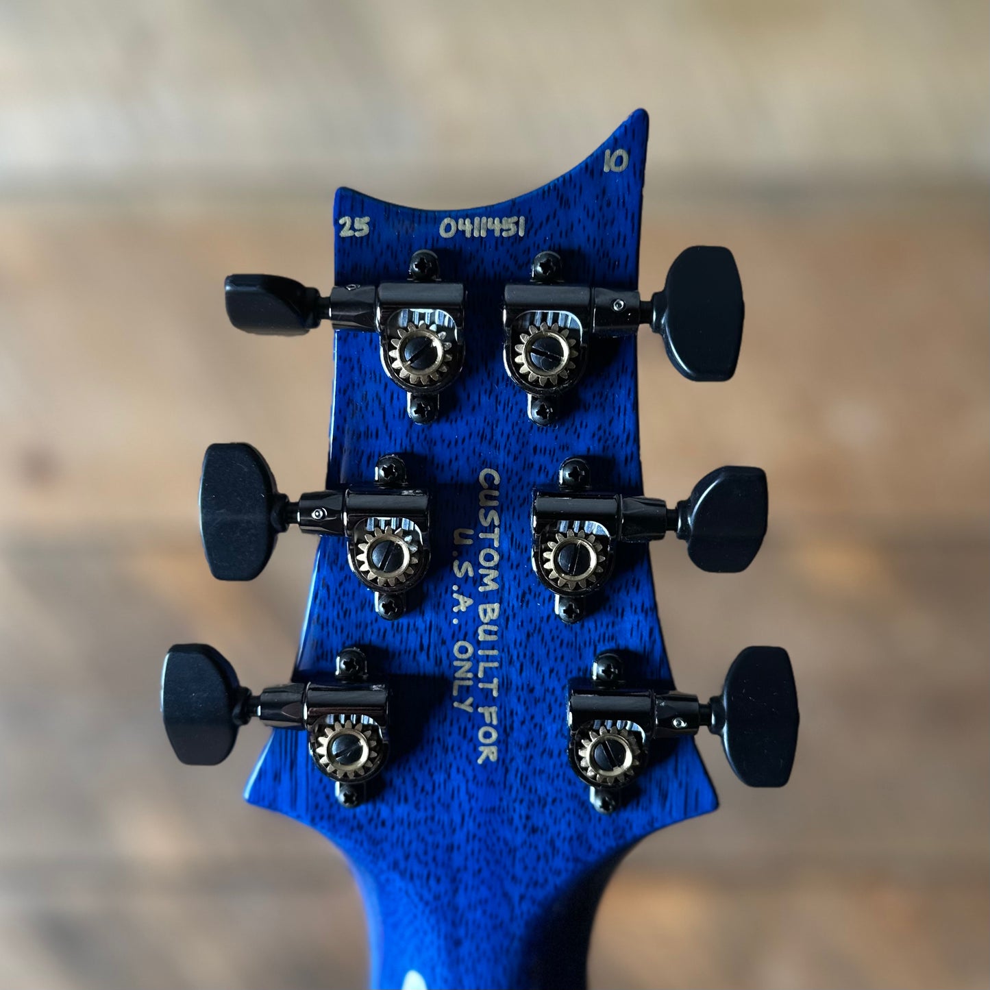 PRS Wood Library Custom 24, 10 Top Brazilian Rosewood Fretboard 58/15lt Korina Back - Bonnie Pink with Blue Wrap Micro Burst!! 411451n