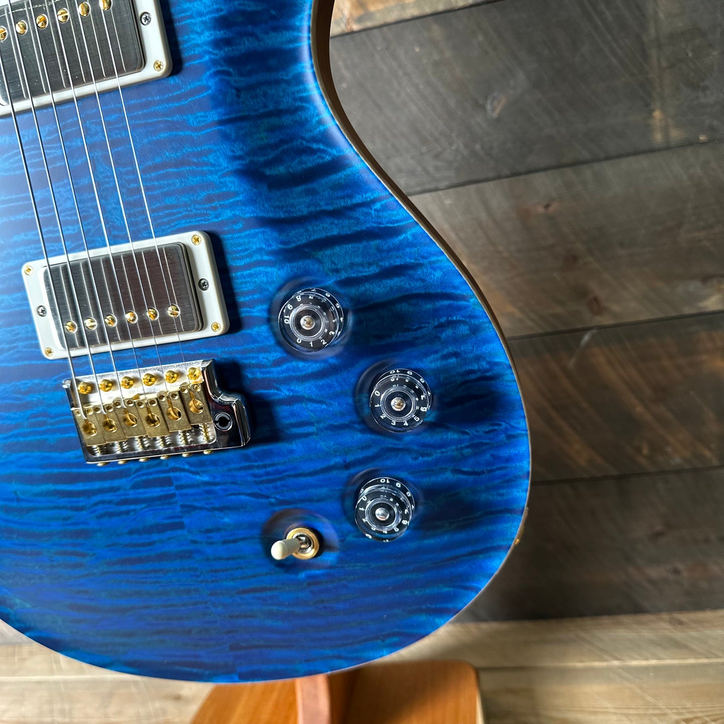 PRS DGT David Grissom Signature Wood Library Flame Maple 10 Top, Brazilian Rosewood FB - Aquamarine 410958
