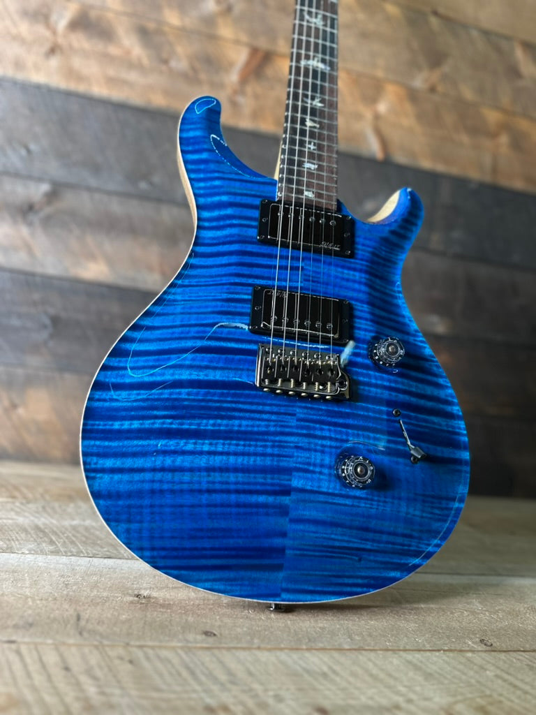 PRS Wood Library Custom 24 Flame Top  Brazilian Rosewood Fretboard!  - Aquamarine 411452