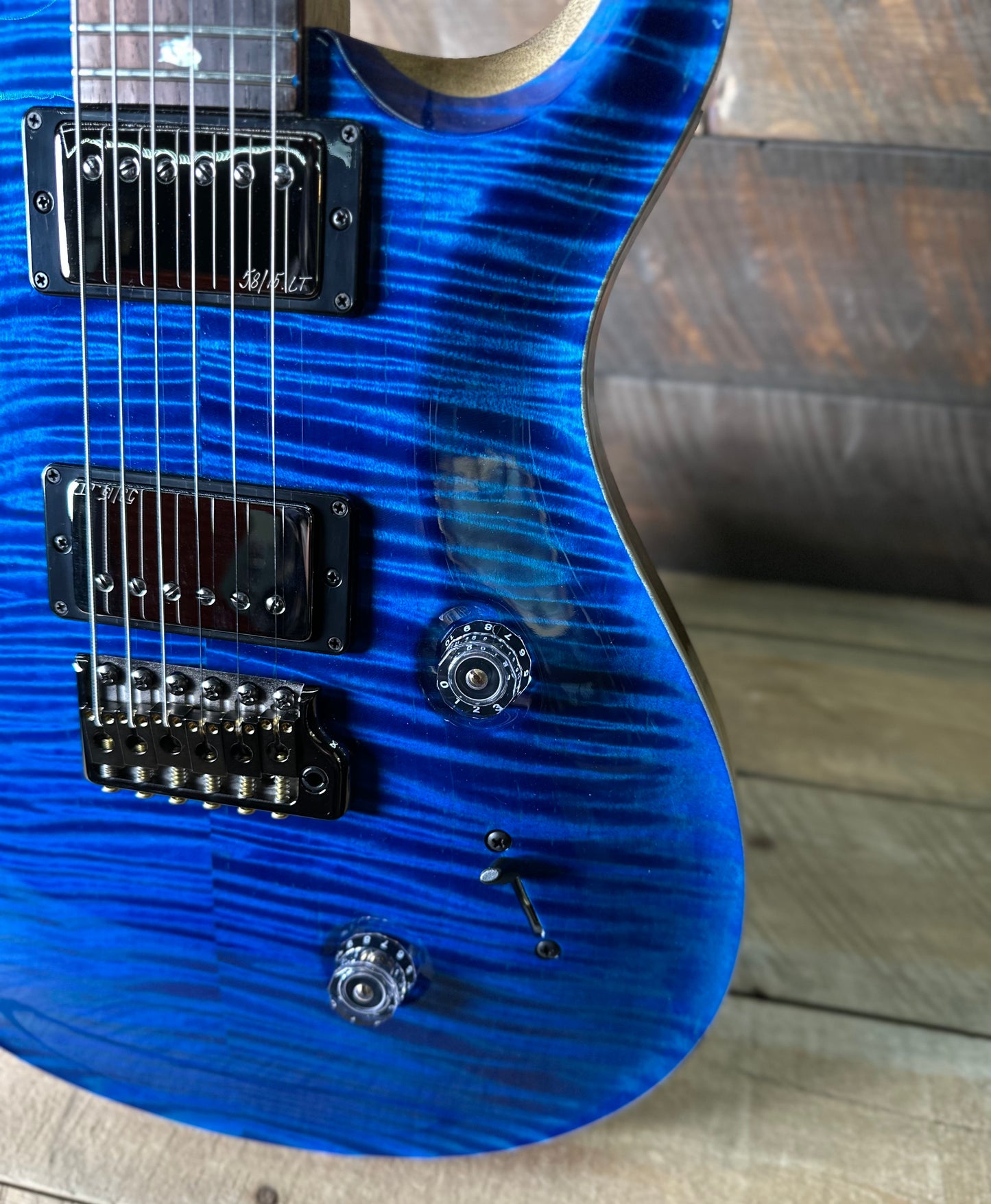 PRS Wood Library Custom 24 Flame Top  Brazilian Rosewood Fretboard!  - Aquamarine 411446