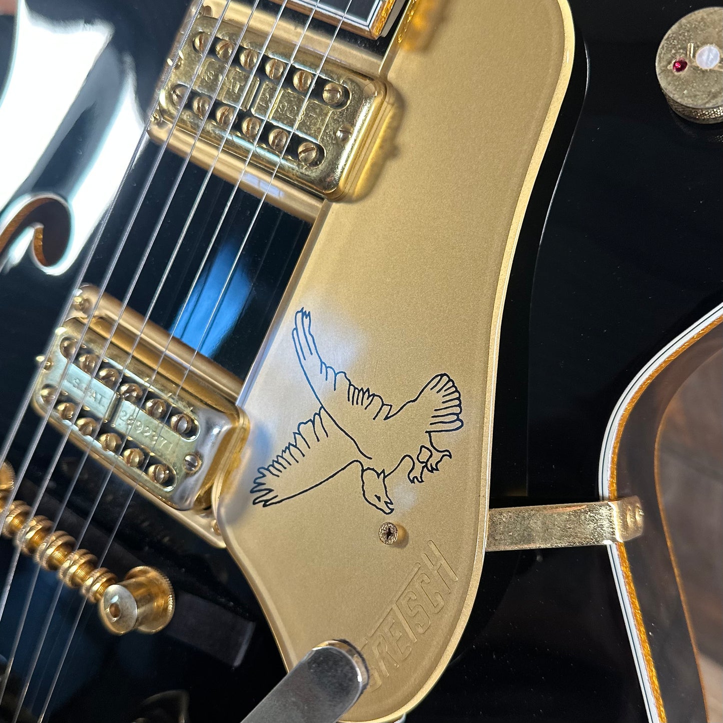 Used 2008 Gretsch G6136TBK Black Falcon Made In Japan - Black With Gold Hardware