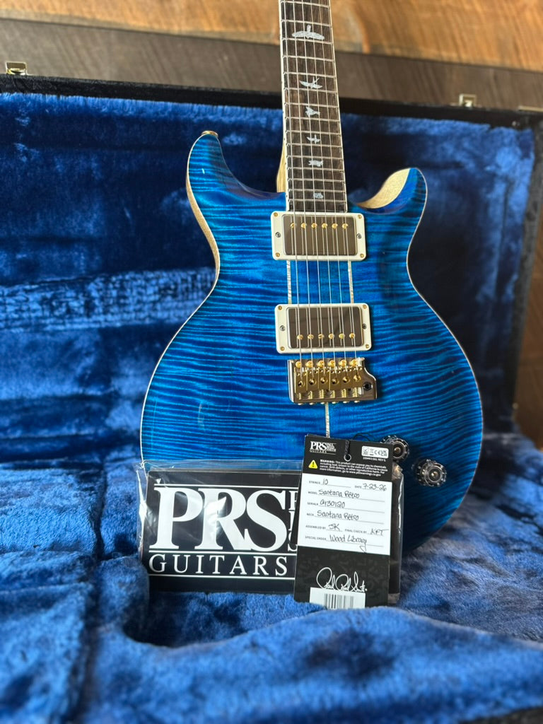 PRS Wood Library Santana Retro Korina Back & Neck, Ziricote FB - Aquamarine 430120