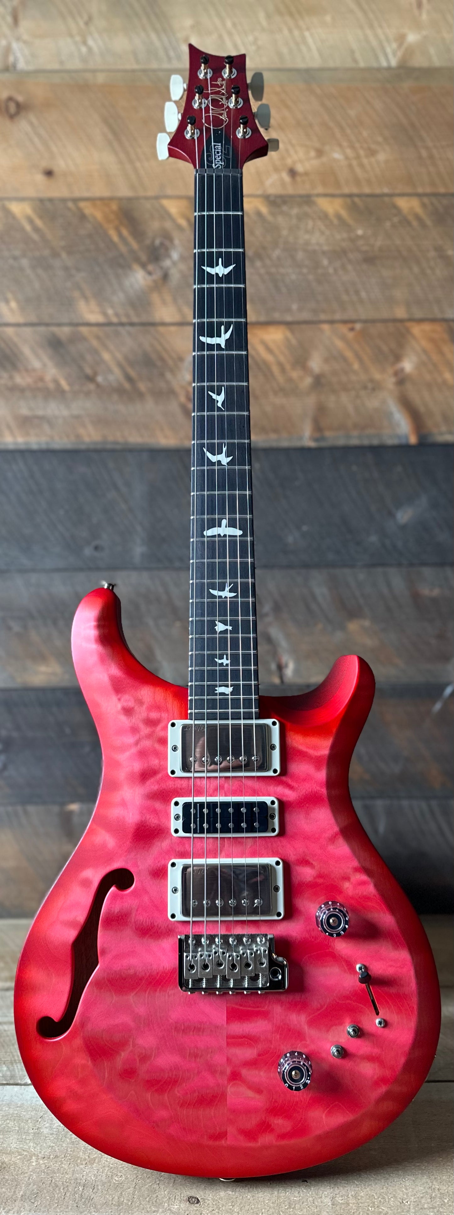 PRS S2 Wood Library Special Semi-Hollow Quilted Top - Satin Bonnie Pink Cherry Burst S2085230