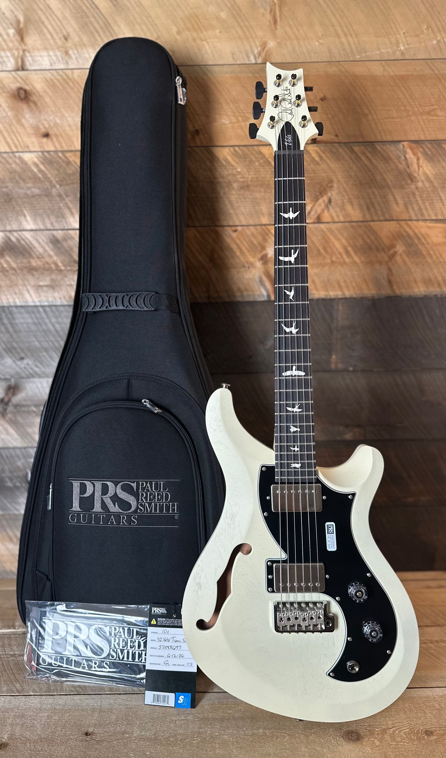 PRS S2 Vela Semi-Hollow HHT Quimper Edition – Antique White Satin Nitro USA Electric Guitar S2088697