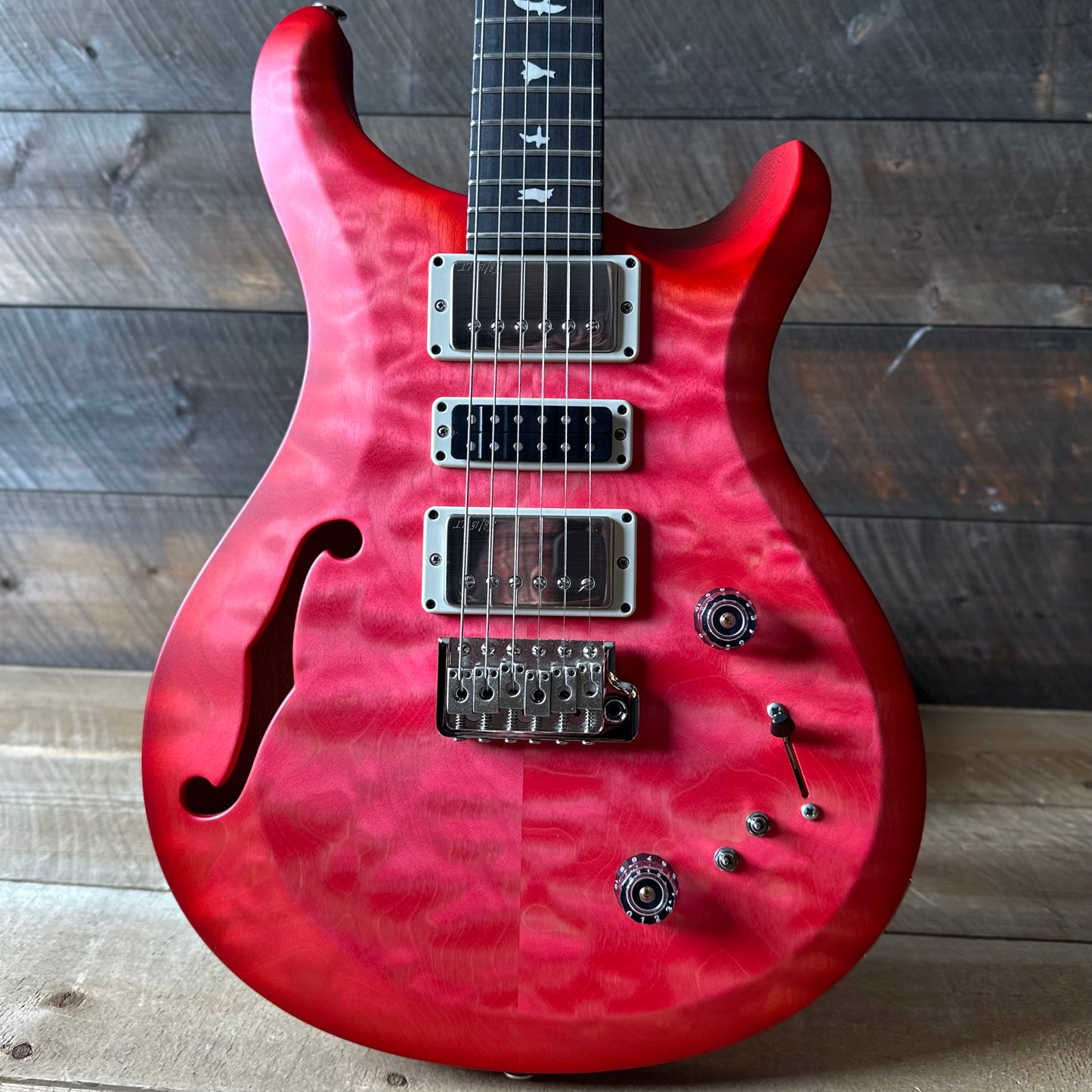PRS S2 Wood Library Special Semi-Hollow Quilted Top - Satin Bonnie Pink Cherry Burst S2085230