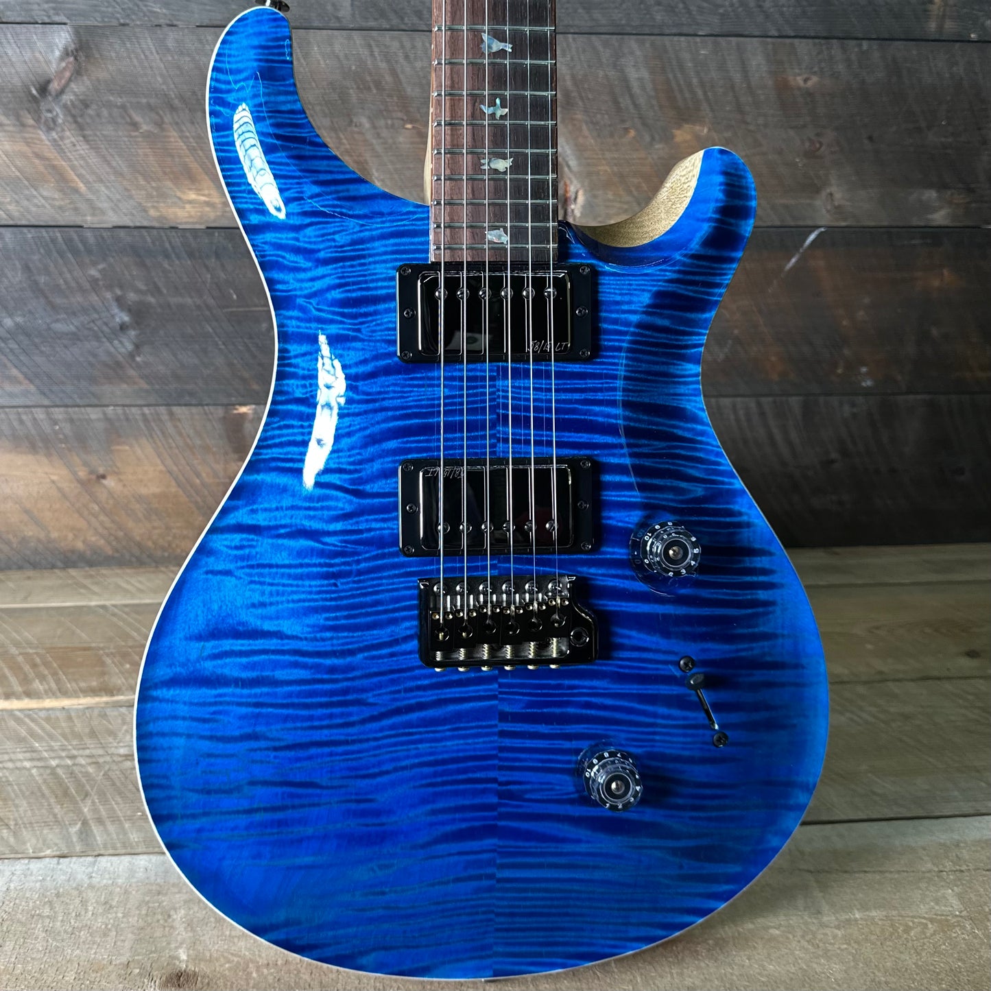 PRS Wood Library Custom 24 Flame Top  Brazilian Rosewood Fretboard!  - Aquamarine 411446
