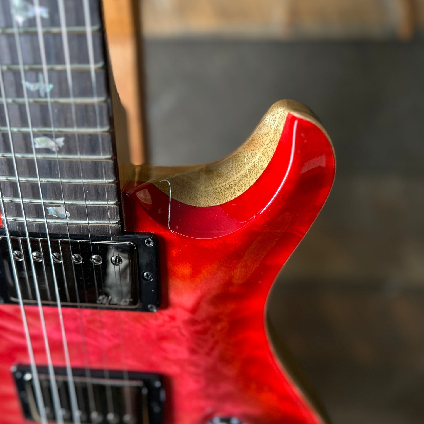 PRS Wood Library Custom 24 Quilt Top Brazilian Rosewood Fretboard! - Bonnie Pink Cherry Burst 410251