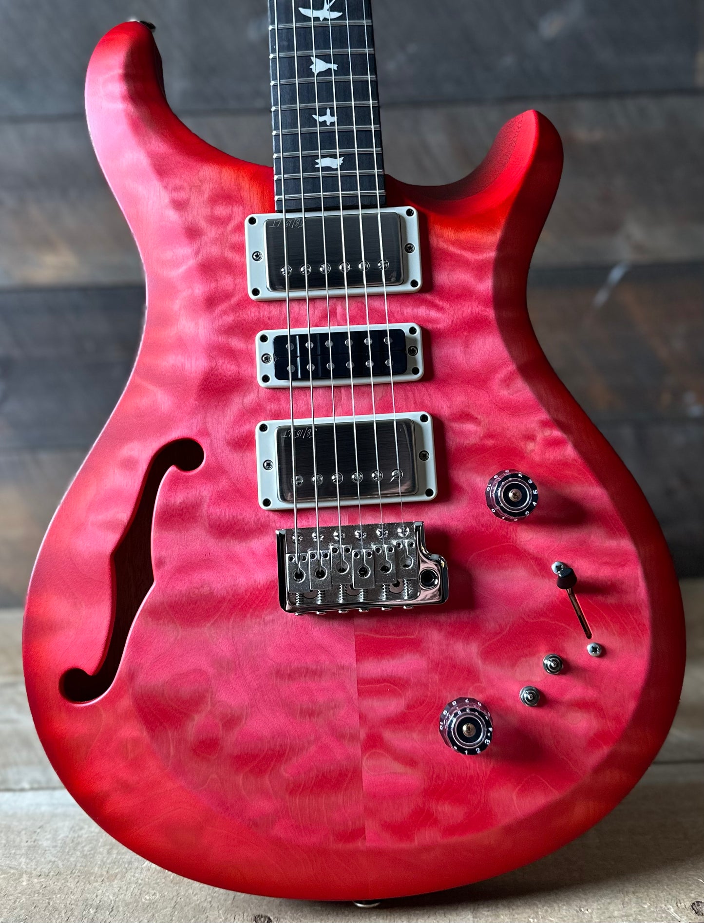 PRS S2 Wood Library Special Semi-Hollow Quilted Top - Satin Bonnie Pink Cherry Burst S2085230