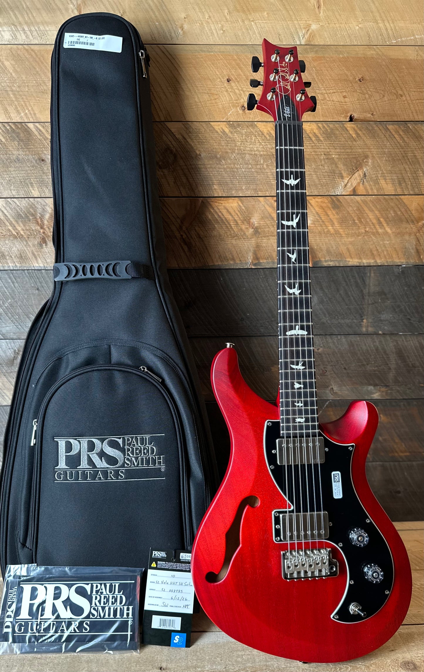 PRS S2 Vela Semi-Hollow HHT Quimper Edition – Vintage Cherry Satin Nitro USA Electric Guitar S2088985