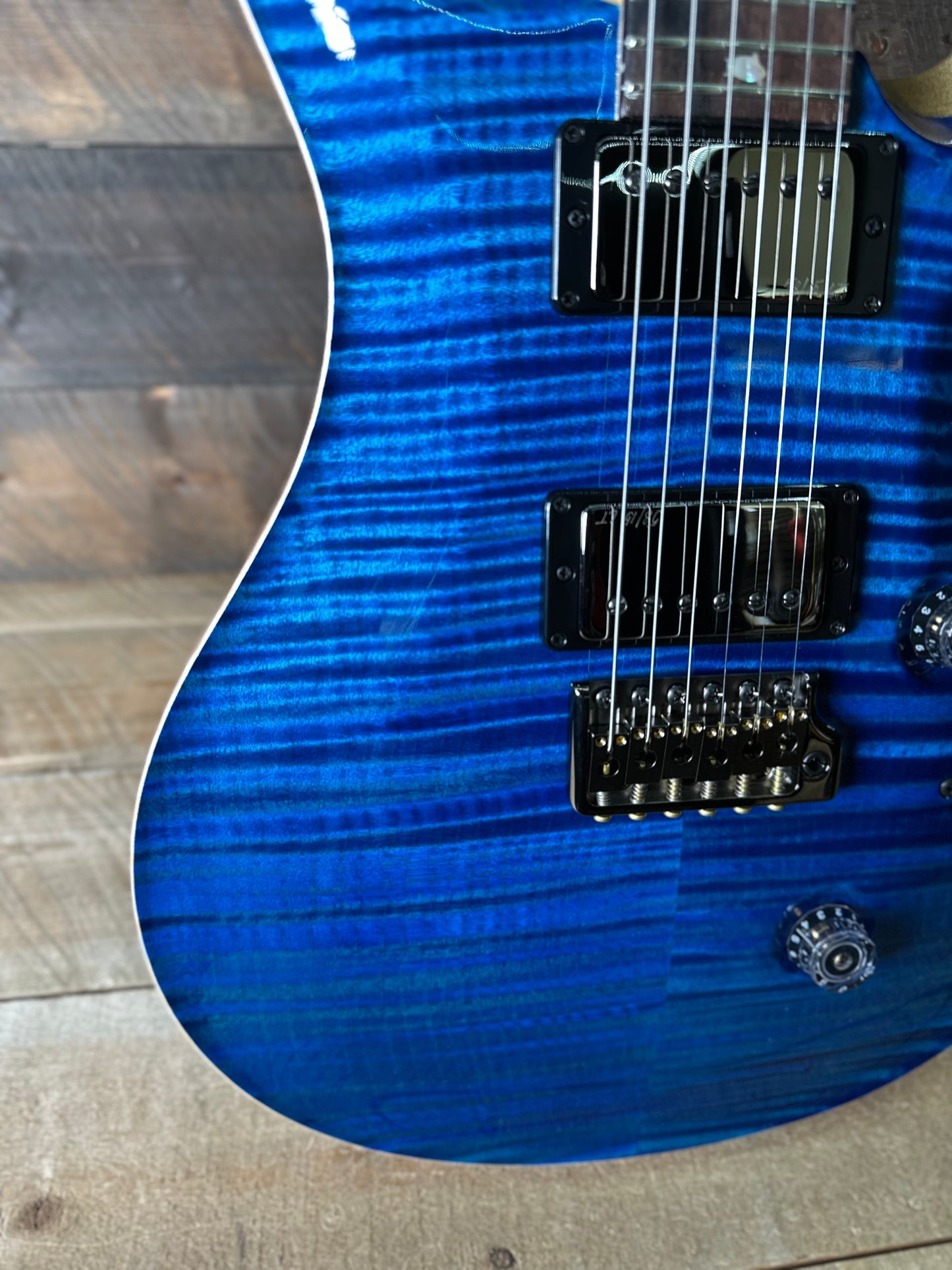 PRS Wood Library Custom 24 Flame Top  Brazilian Rosewood Fretboard!  - Aquamarine 411452