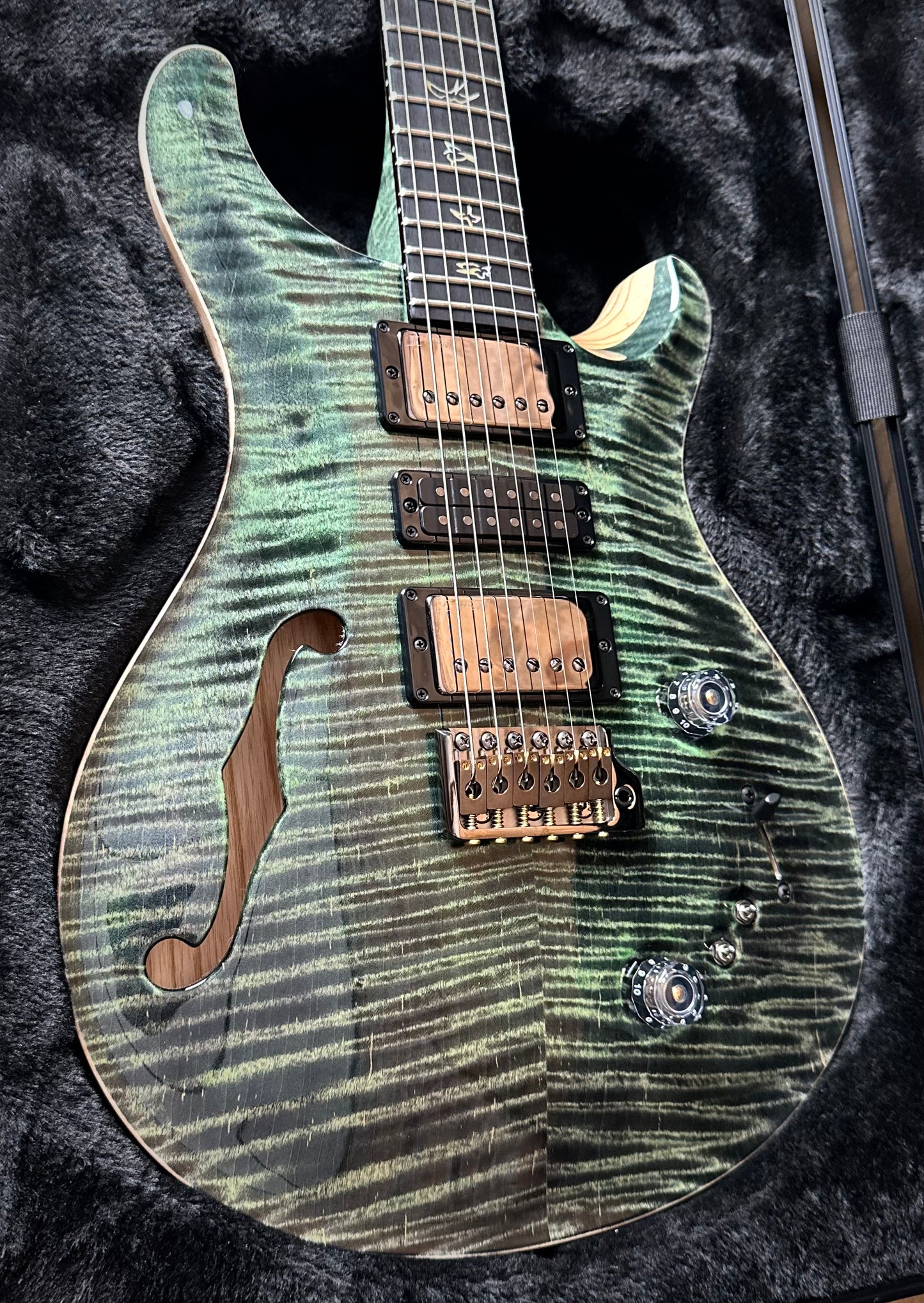 PRS Wood Library Special Semi-Hollow Artist Grade Top - Teal Black With Natural Back