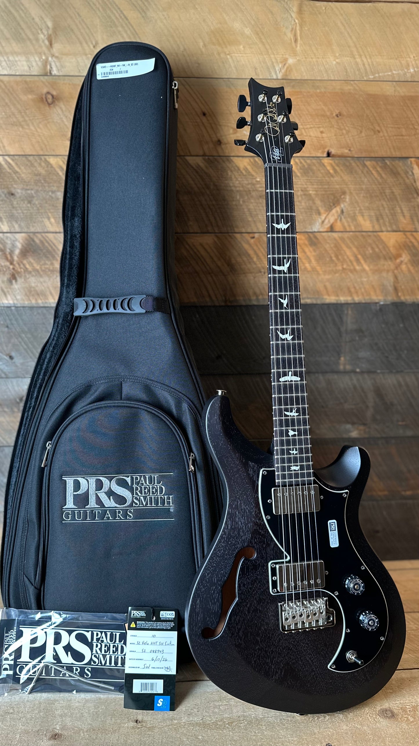 PRS S2 Vela Semi-Hollow HHT Quimper Edition – Charcoal Satin Nitro USA Electric Guitar S2088943