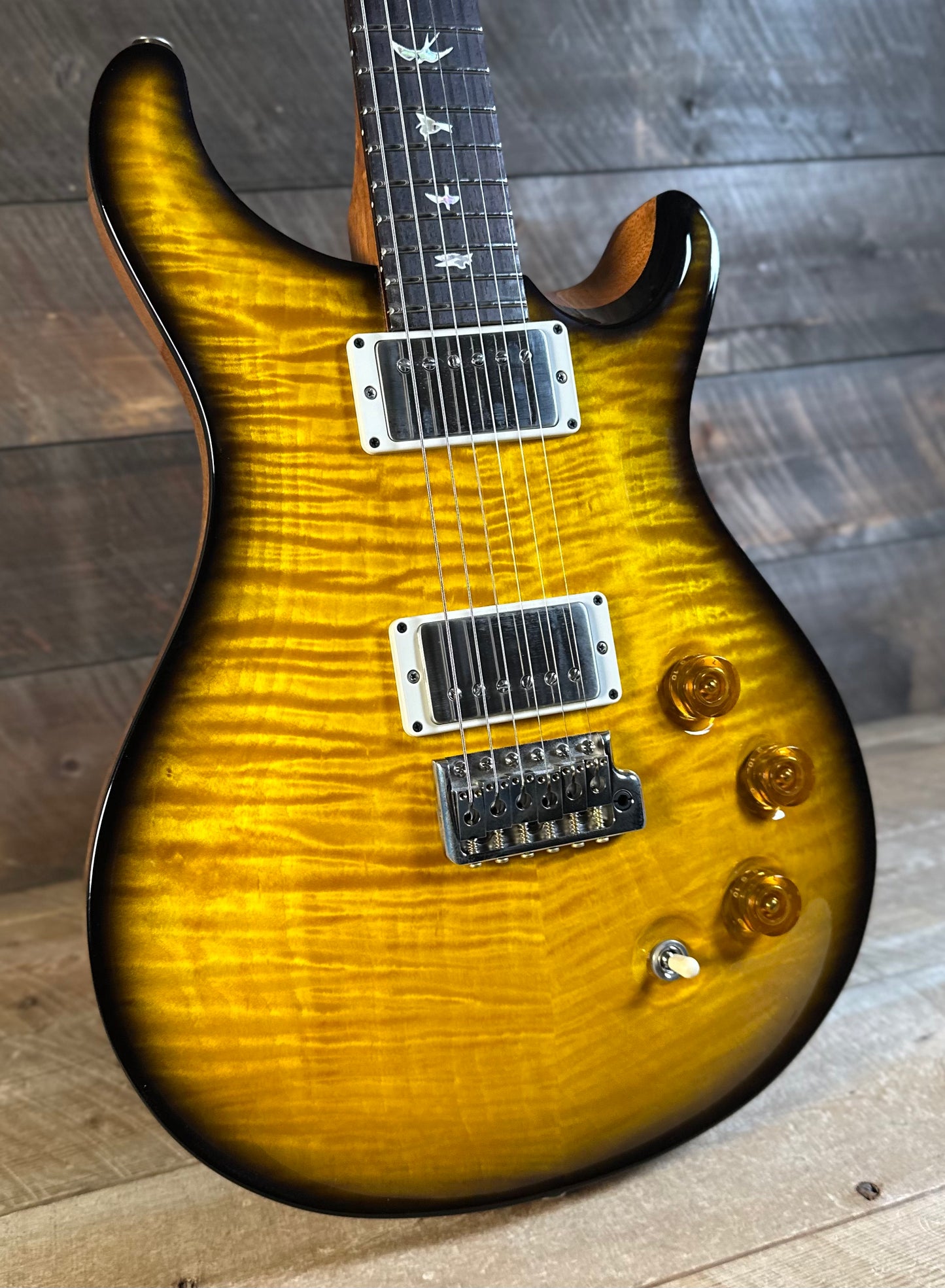 *PRS Roadshow Guitar* PRS DGT  (David Grissom Trem) W/Birds Custom Color - Livingston Lemondrop W/Black Microburst & Natural Back 417404