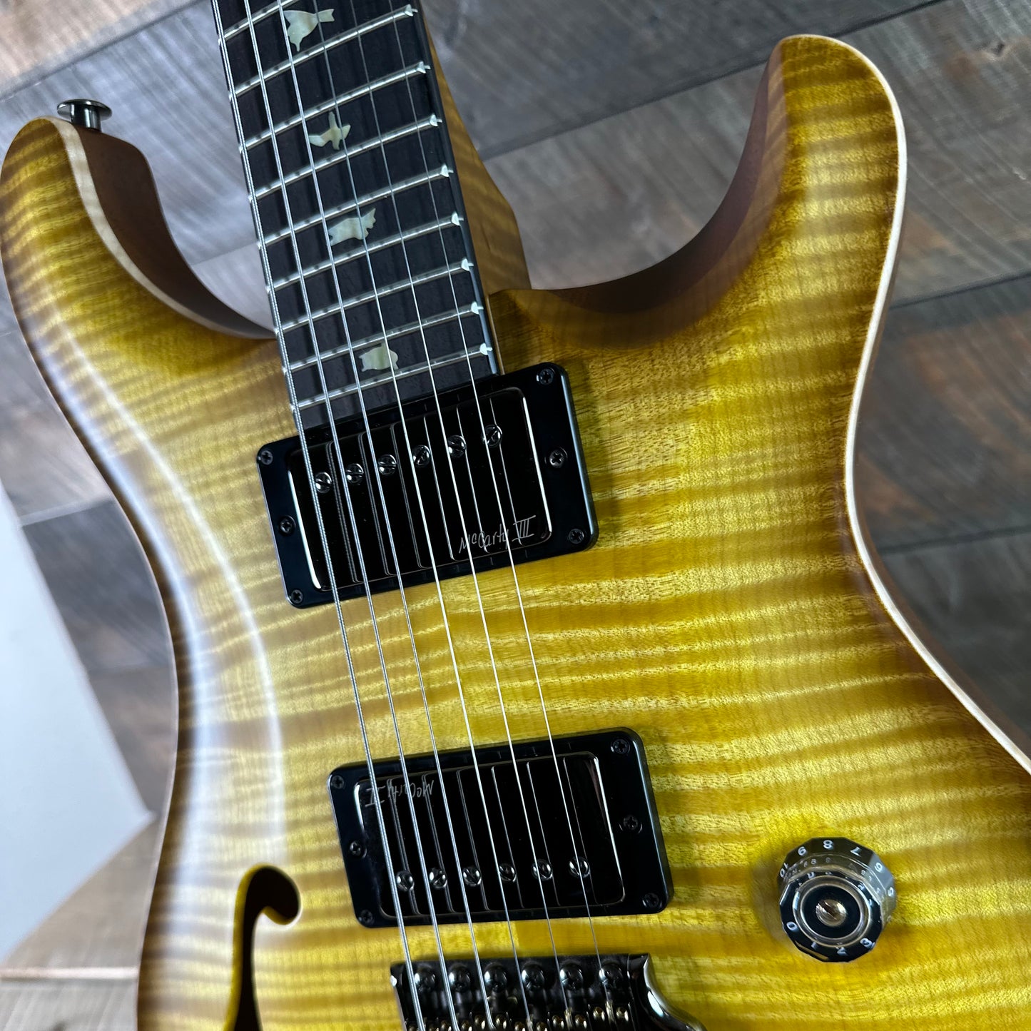 PRS Wood Library Custom 24 Fatback Semi-Hollow! - Satin Livingston Lemondrop 423671